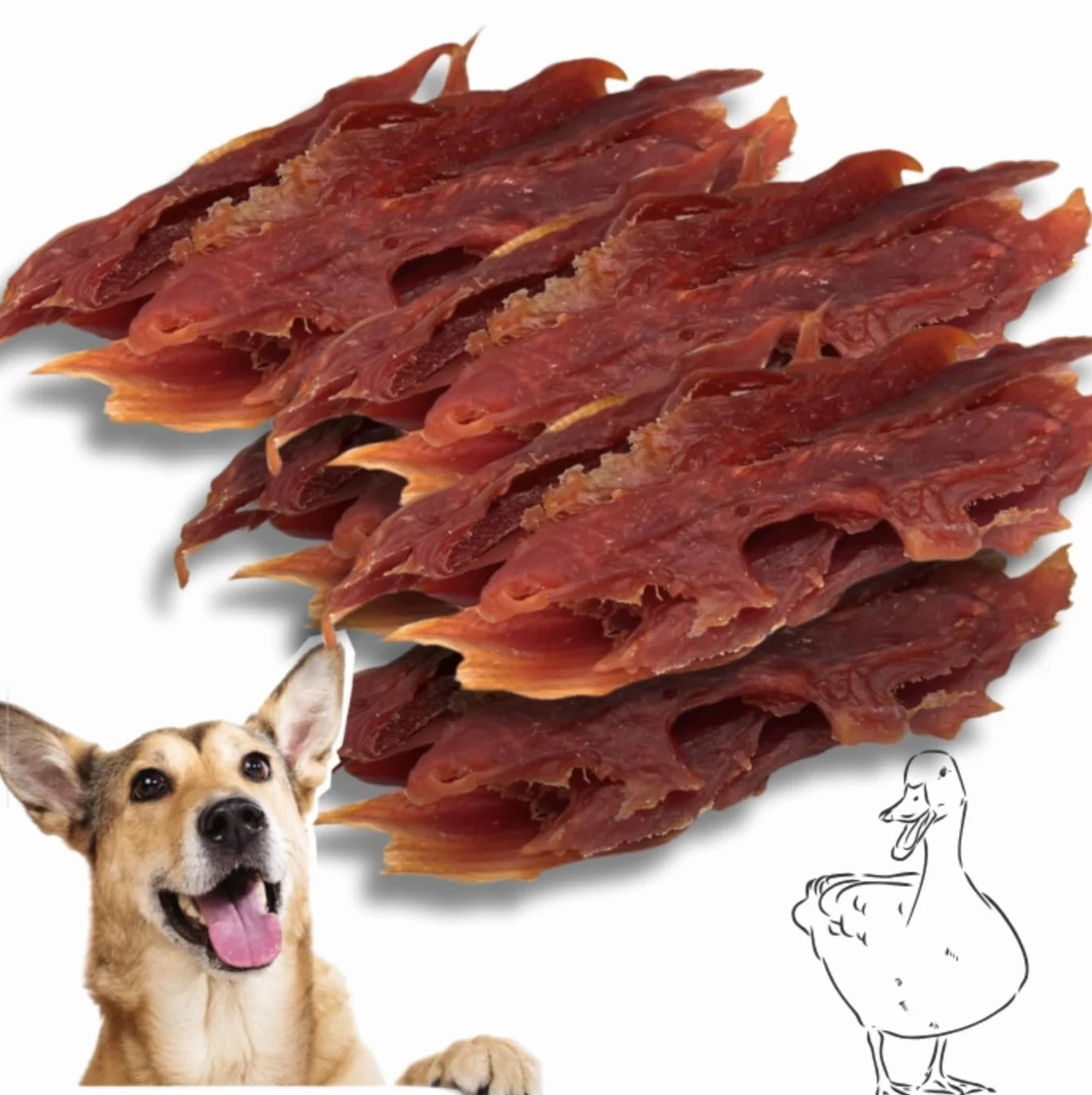 Przysmaki dla psów Soft Duck Jerky 500 g, miękkie filety z kaczki, bogate w białko, bez zbóż, suszone