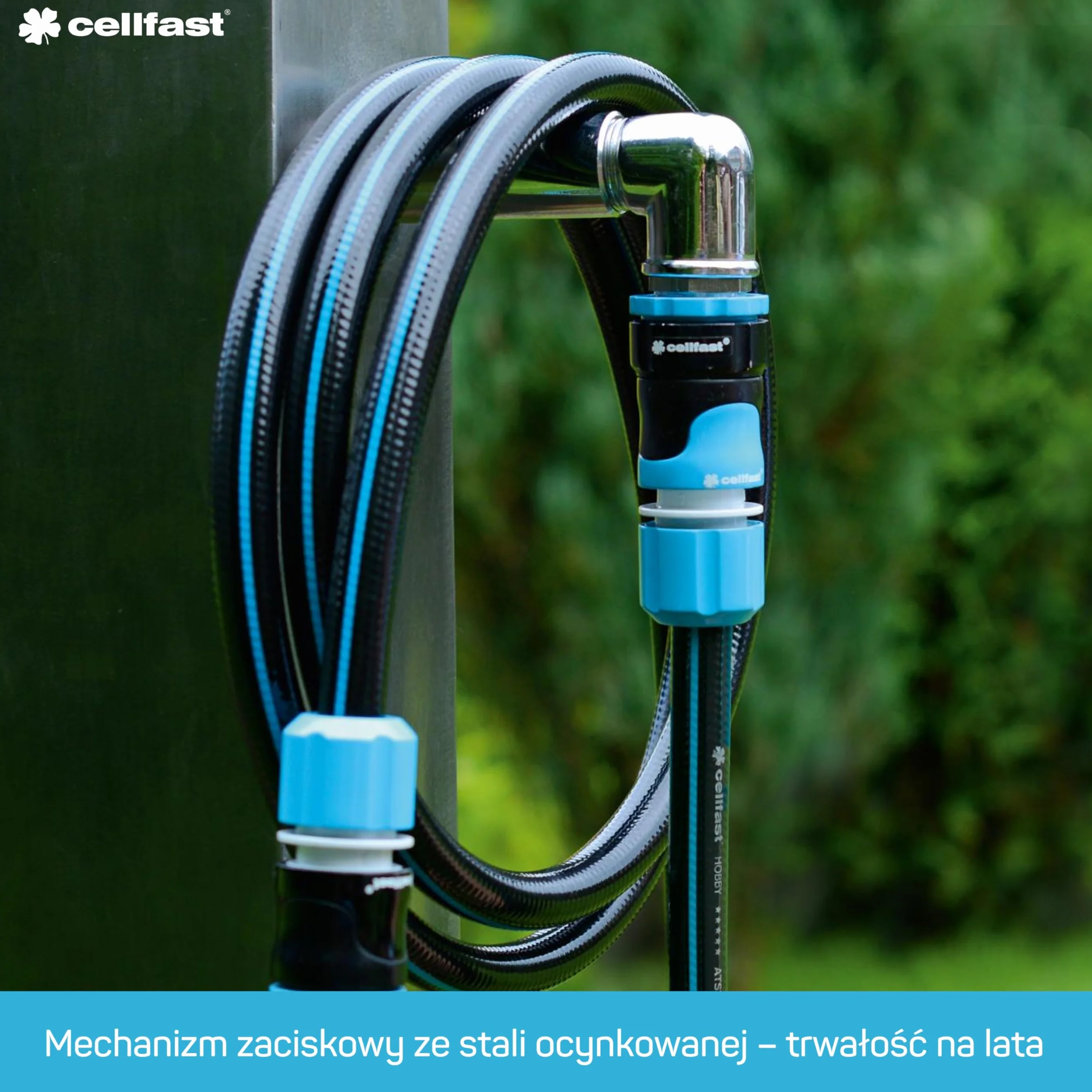 Cellfast Szybkozłącze - przelot SAFETOUCH IDEAL™ 1/2" - 5/8", Tworzywo PC/ABS, Trzy zaciski, 51-632