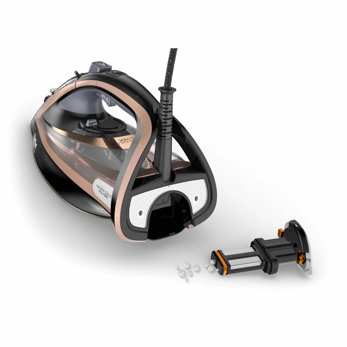 Tefal Ultimate Pure FV9845 - Żelazko (Żelazko suche i parowe, Durilium Autoclean soleplate, 3 m, 260 g/min, Czarny, Miedziany, 60 g/min)