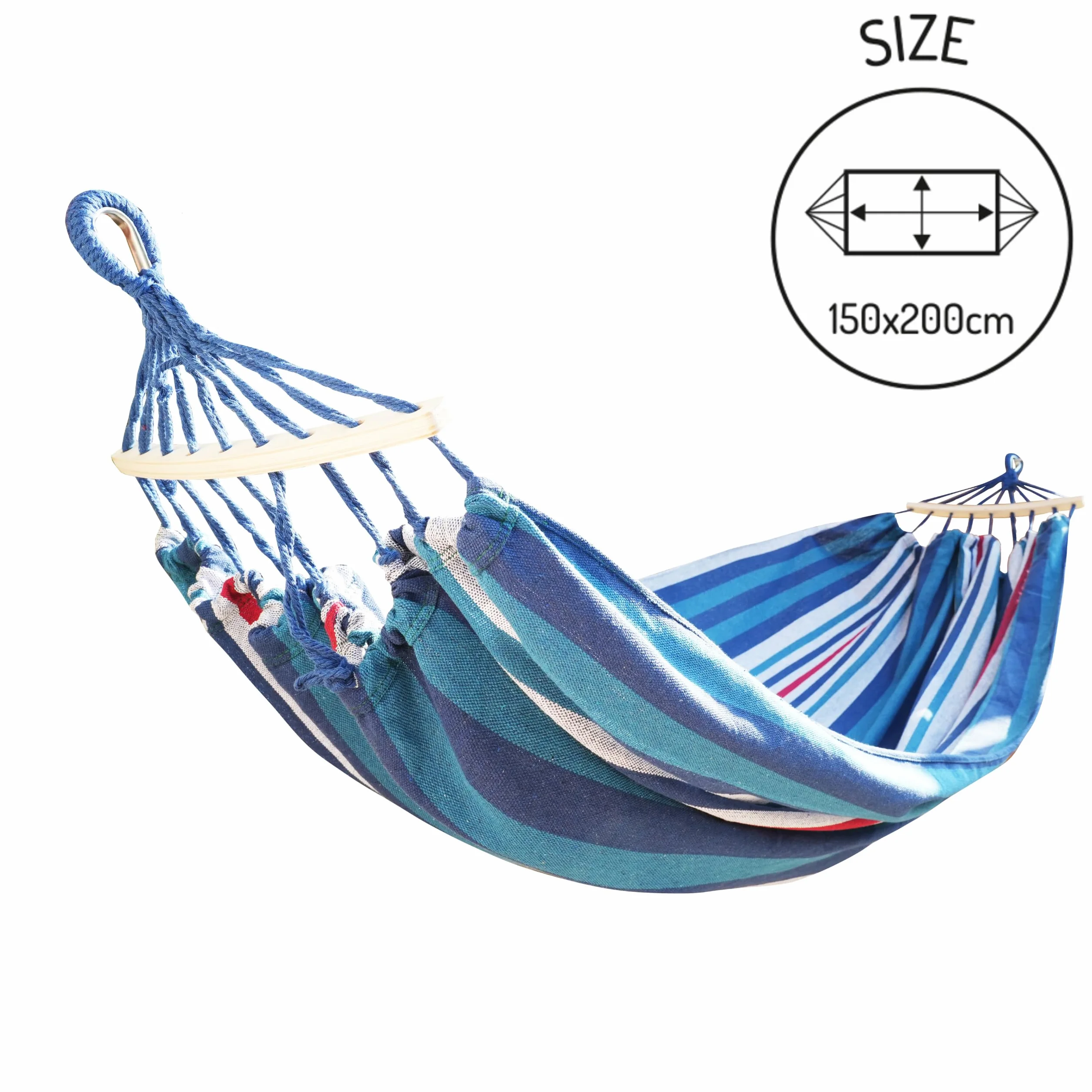 ADLER EUROPE Hamak 2-osobowy, hamak ogorodowy z bawełny, 200x150 cm, maks. obciążenie 200 kg, wytrzymała i odporna na ścieranie tkanina o gęstości 300 g/m², w zestawie solidne liny, pasy i pokrowiec