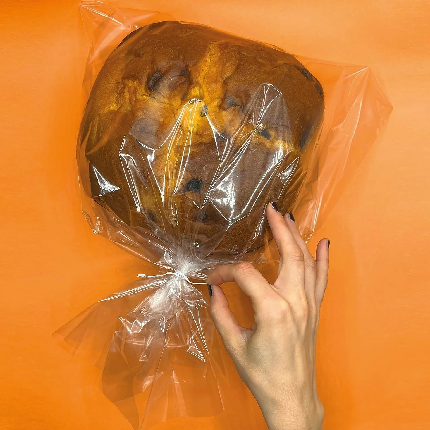 20 przezroczystych worków na żywność + 20 metalowych zamknięć - 35 x 48 cm, torby do pakowania Panettone, Gołąb, Przechowywanie żywności, ciastka, ciastka, chleb - torby na żywność