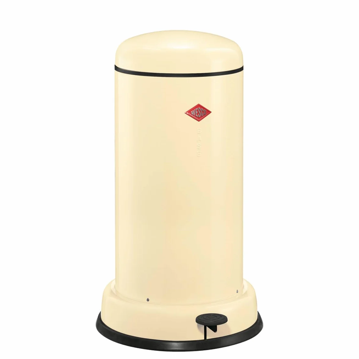 Wesco Baseboy pojemnik na odpady w kolorze migdałowym, malowana proszkowo blacha stalowa, pojemność 20 l, metalowa wkładka, wbudowany amortyzator, metalowa stopka z gumową powierzchnią