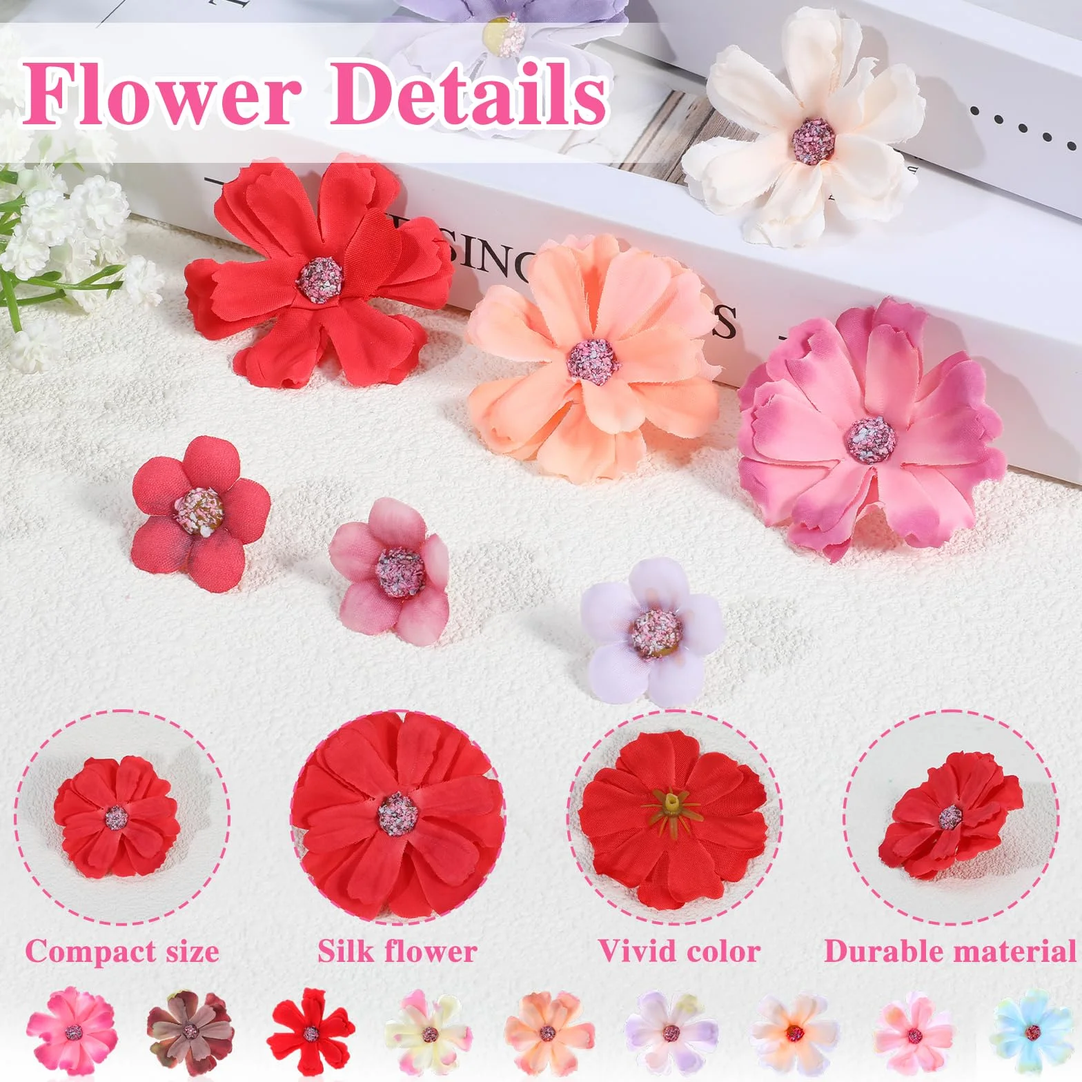 150 sztuk sztucznych kwiatów do majsterkowania, mini kolorowe, sztuczne kwiaty, do majsterkowania, na wesele, święta, imprezę, do domu, scrapbookingu, majsterkowania, sztucznych kwiatów bez łodygi, w