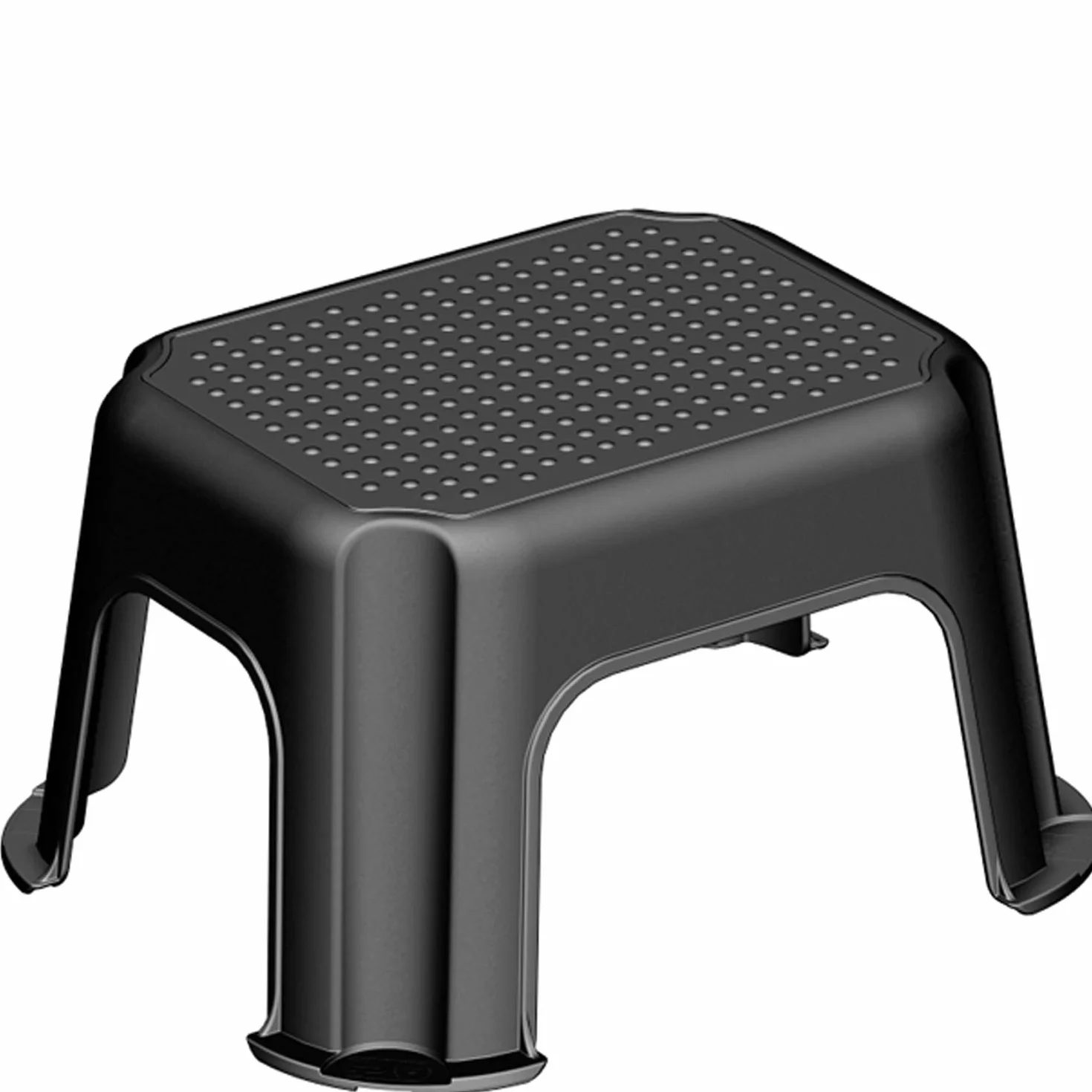 Rotho, Podstawowy stołek schodkowy do 150 kg, tworzywo sztuczne (PP) BPA, czarny/srebrny, 43,1 x 35,8 x 23,8 cm