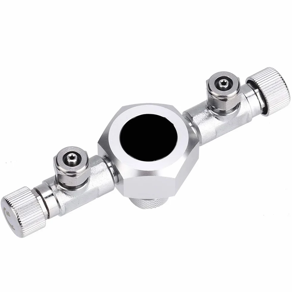 Zerodis Rozdzielacz CO2 Do Akwarium 2-Drogowy Precyzyjny Zawór Iglicowy Magnetyczny Regulator Stop Aluminium Stal Nierdzewna