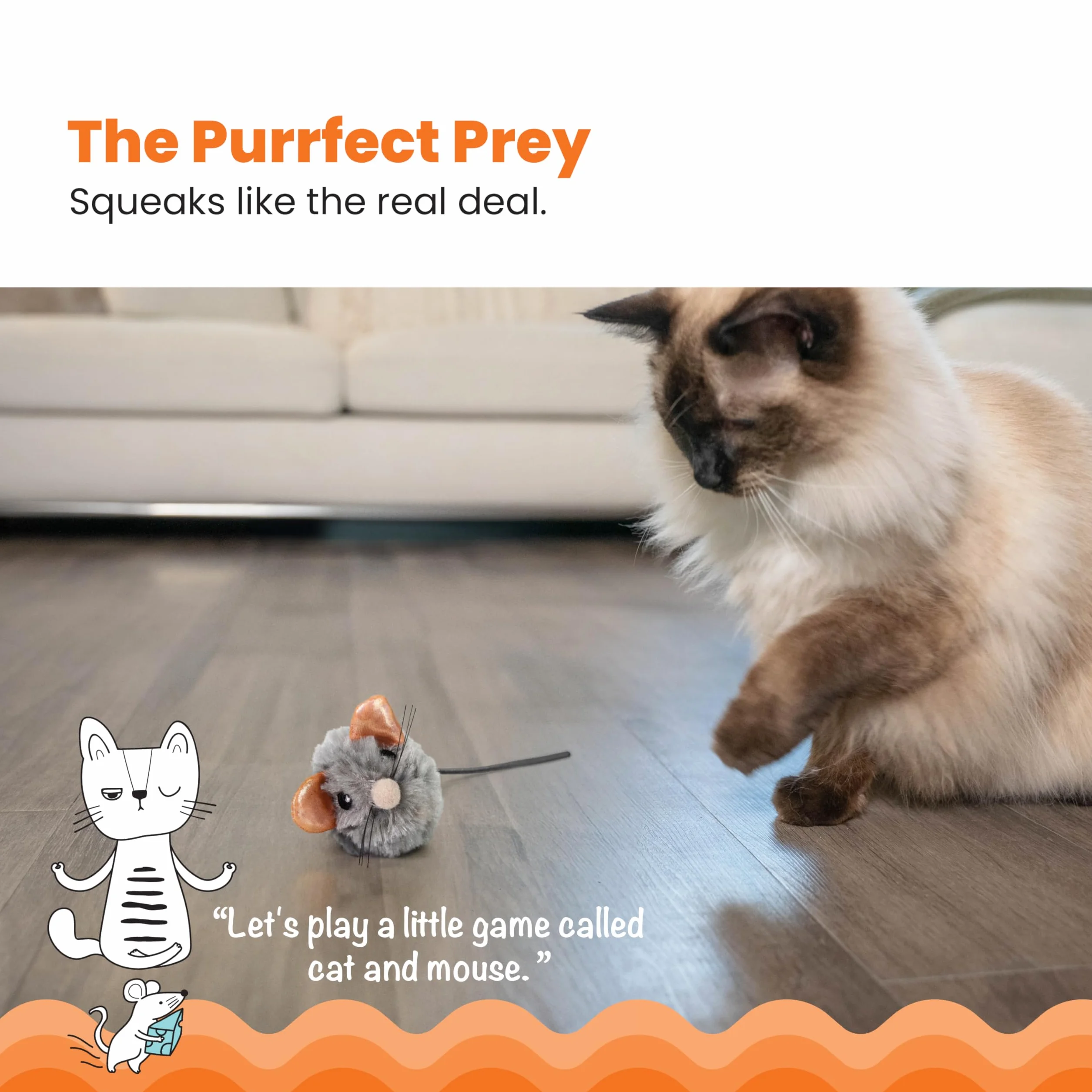 Petstages Squeak Squeak Mouse - Zabawka dla kotów - mysz - pluszowa - z kocimiętką