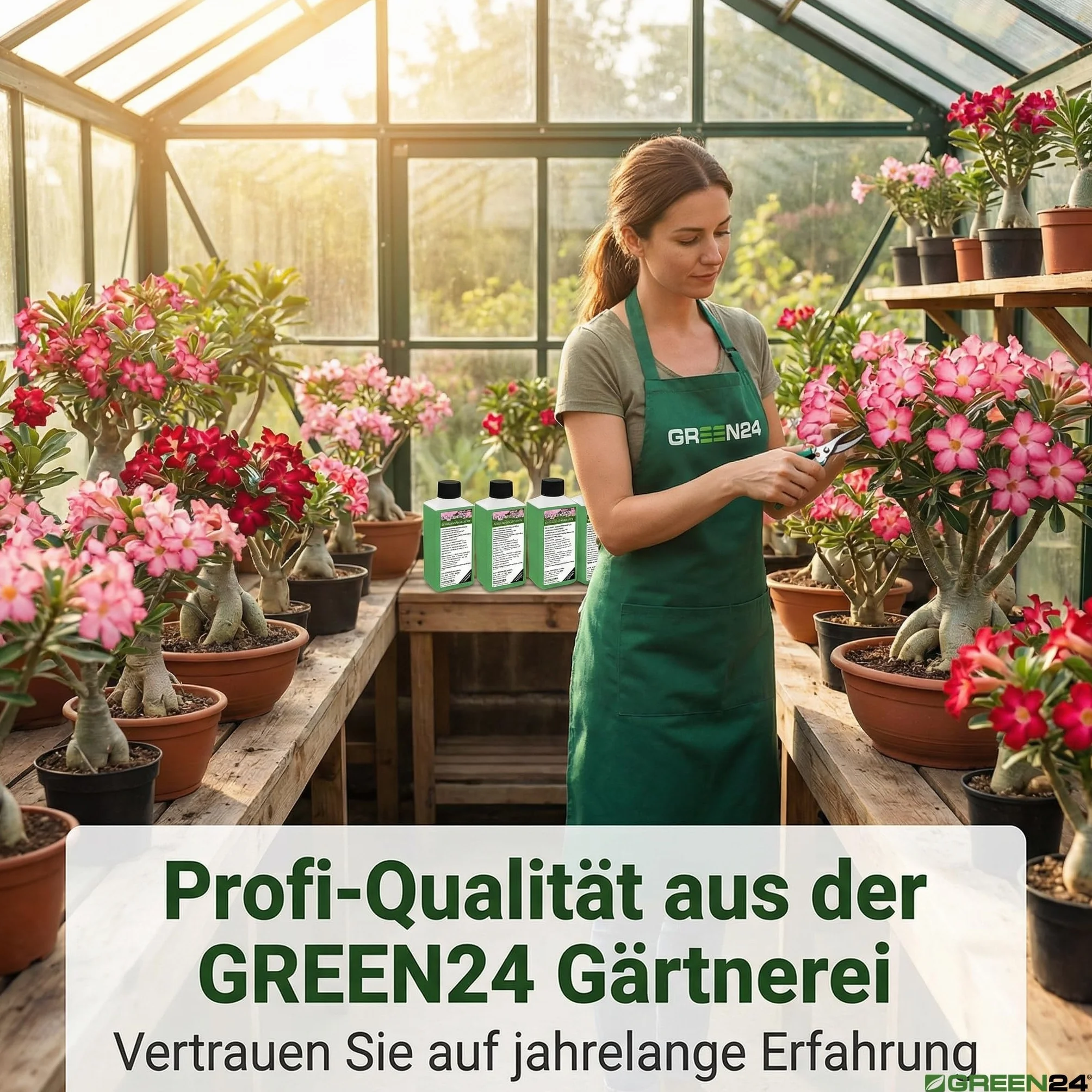 GREEN24 Nawóz do róż pustynnych 250 ml, specjalny nawóz do Adenium obesum, wspomaga gęsty kaudex, bogaty blask kwiatów i zwarty wzrost, idealny do wszystkich drzew butelkowych i roślin kaudexowych