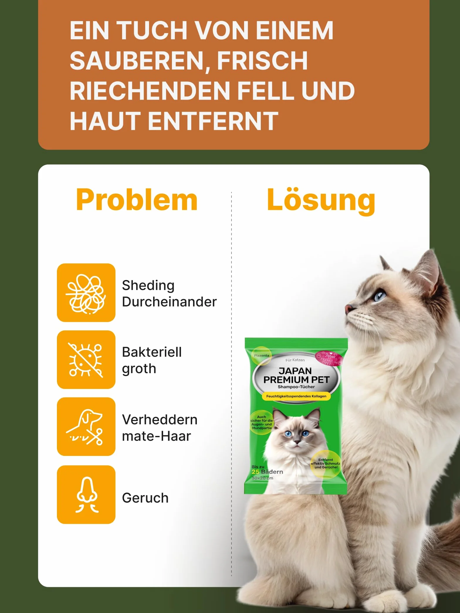 No Rinse Cat Shampoo Towel | Chusteczki do pielęgnacji, które działają jak suchy szampon dla kotów, czyszczenie i dezodoryzacja na bazie roślin, chusteczki dla zwierząt domowych z