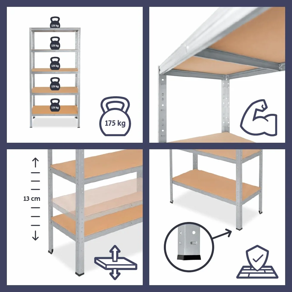 shelfplaza HOME 90x80x40 cm regał do dużych obciążeń w kolorze ocynkowany z 3 półkami i udźwigiem 175 kg na półkę
