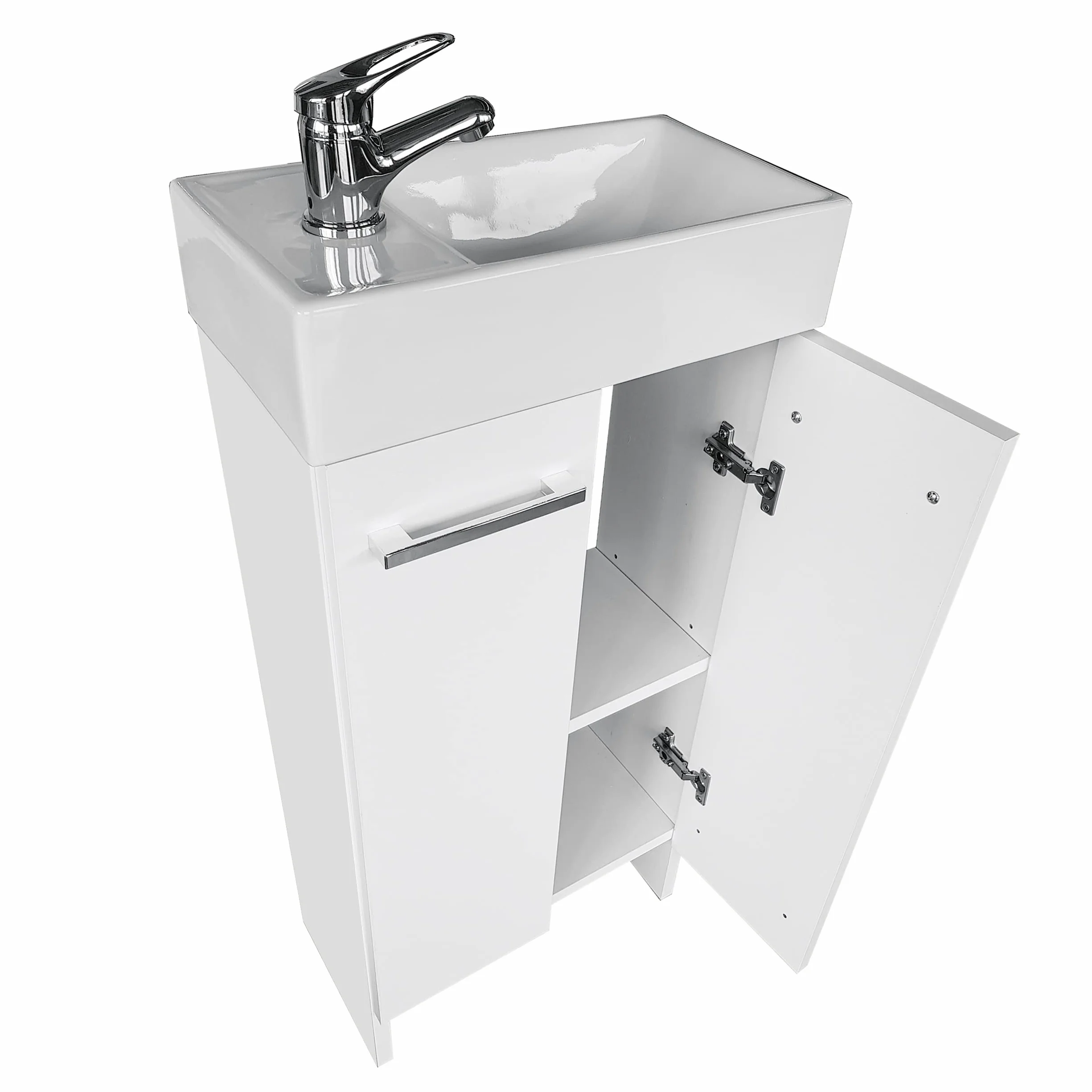 umywalka z szafką pod umywalkę 81 cm x 40 cm x 22 cm, umywalka dla gości z szafką pod umywalkę - mała szafka 40 cm, szafka łazienkowa (biała)