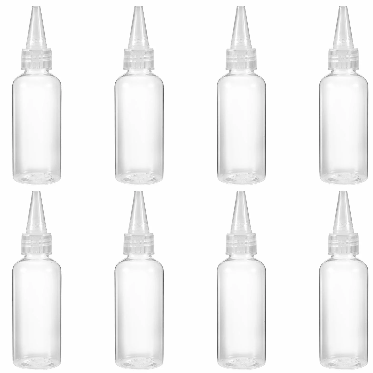 8 sztuk butelek wyciskanych z tworzywa sztucznego, uniwersalne butelki z tworzywa sztucznego, 60 ml, plastikowa butelka do wyciskania, bez wycieków, z nakrętkami do ketchupu, sosu sojowego, przypraw,