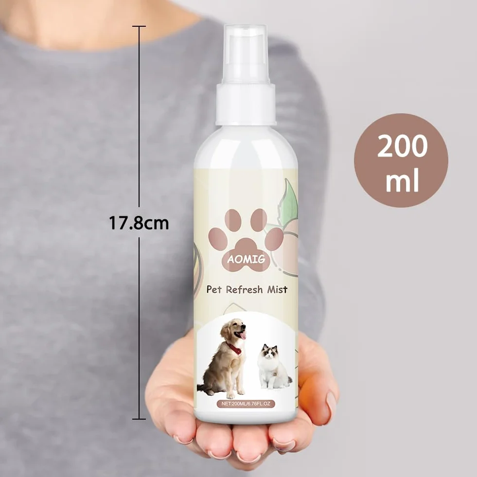 Aomig Dezodorator dla psów w sprayu eliminator zapachów zwierząt domowych dezodorant w sprayu profesjonalny spray perfumowany dla kotów spray do pielęgnacji zwierząt domowych smak brzoskwiniowy