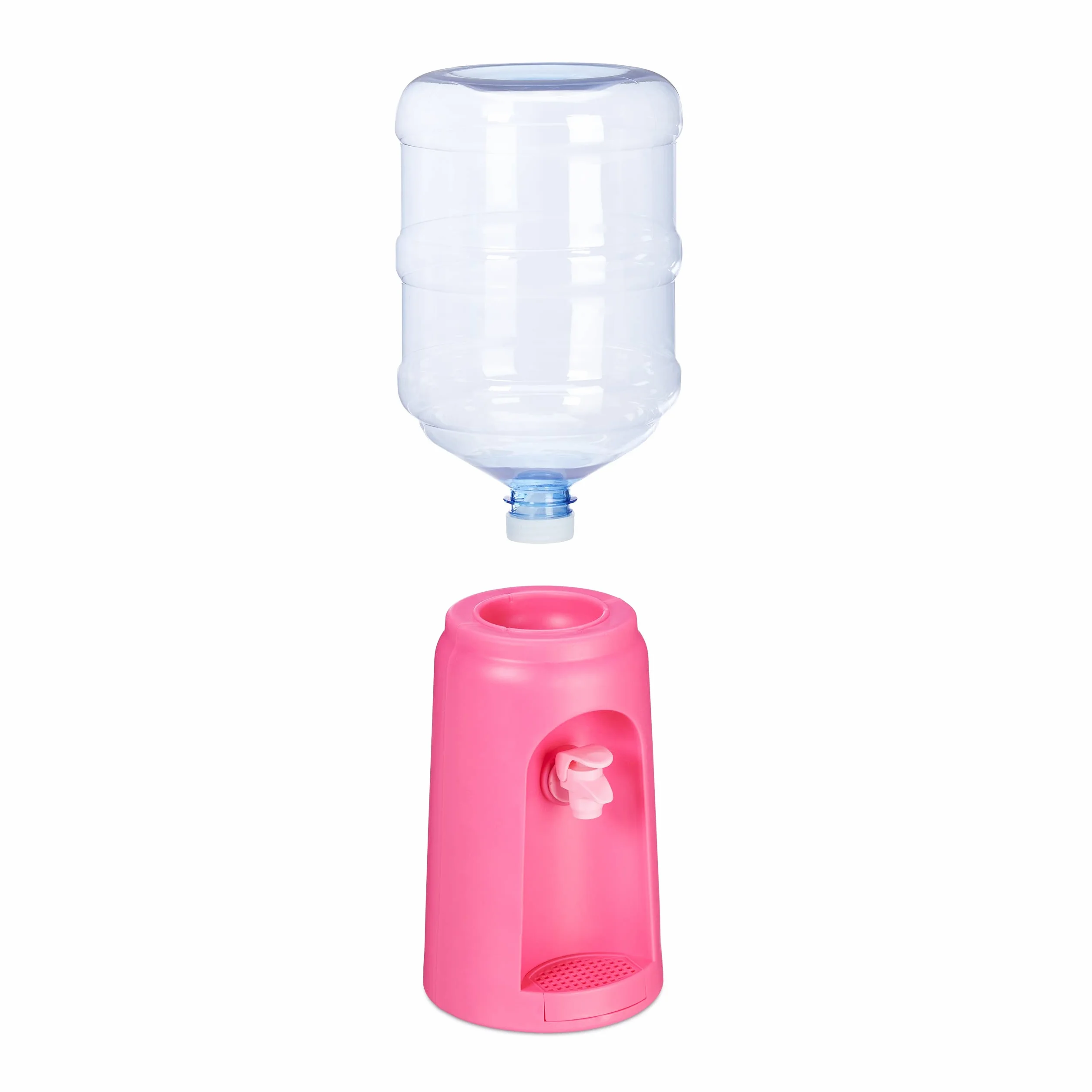 Relaxdays Dozownik wody ze zbiornikiem i kranem, dozownik wody pitnej do biura, 4,5 l, tworzywo sztuczne, wys. x śr.: 47,5 x 17 cm, różowy, 1 sztuka 10027938_52