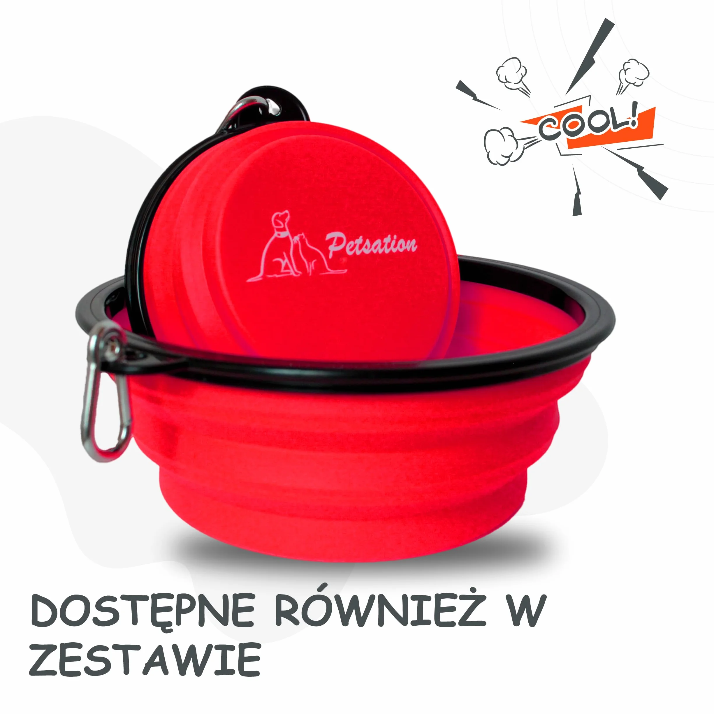 Składana miska dla psa w podróży [oryginalna] miska na karmę dla psa idealna na co dzień – miska na wodę 1000 ml – miska do picia dla psa – miska podróżna, miska (1000 ml, czerwona)