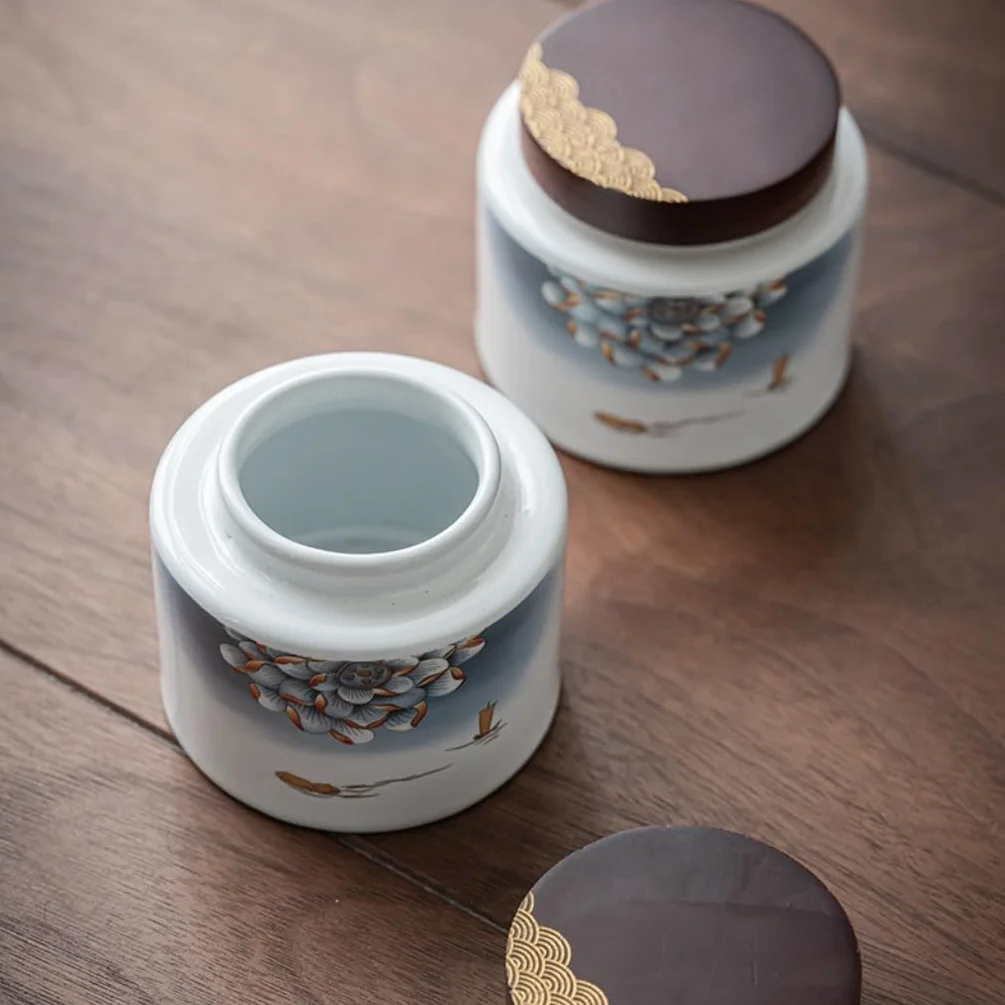 Ceramiczny pojemnik na herbatę, ceramiczny słoik do przechowywania herbaty, kuchenny słoik z zamknięciem, słoik na przekąski, słoik na słodycze, chiński zestaw do herbaty w stylu retro, podwójny sło