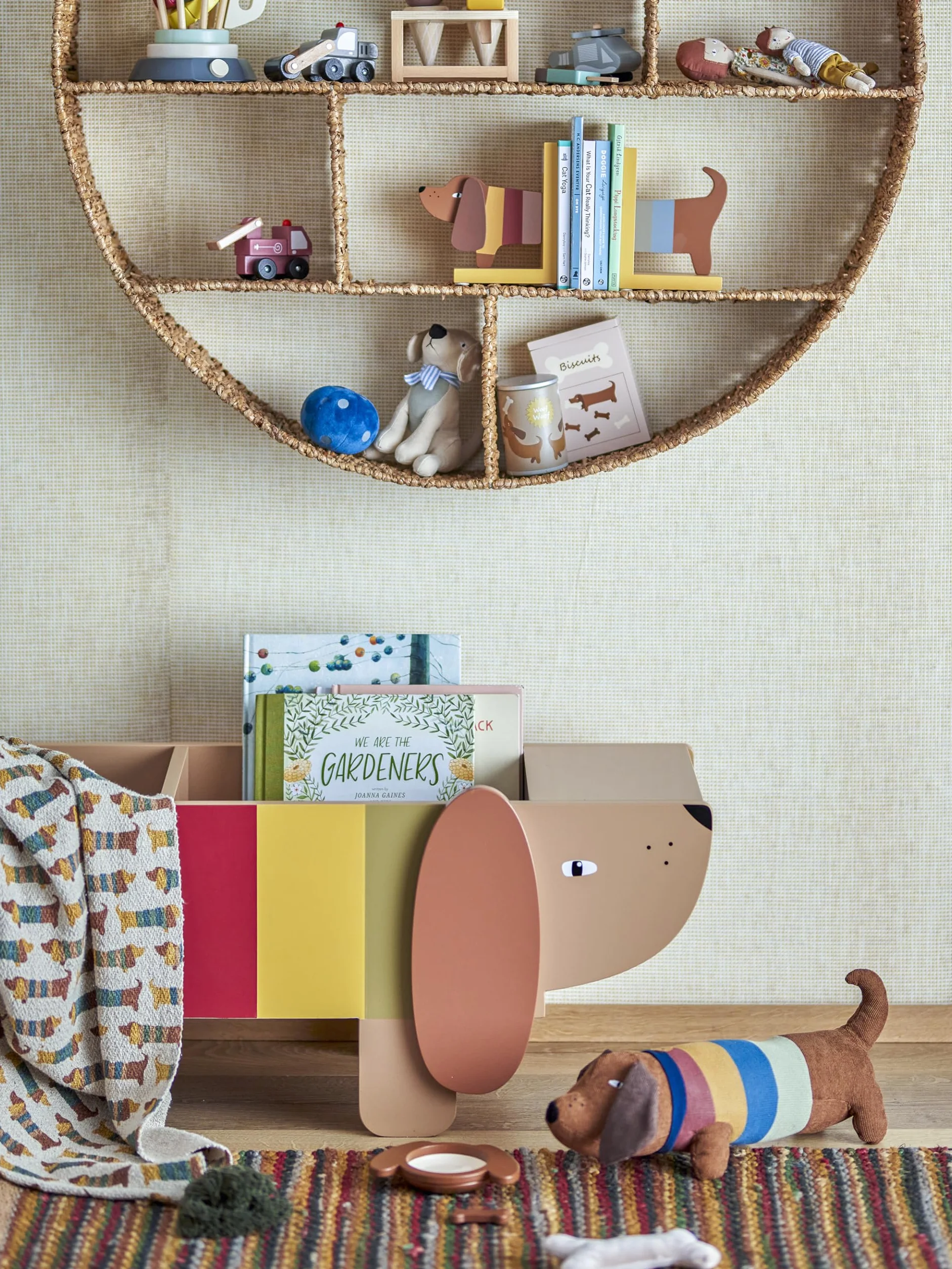 Bloomingville [DL] Charlie stojak na książki, brązowy, MDF; dł. 108 x wys. 32 x szer. 37 cm