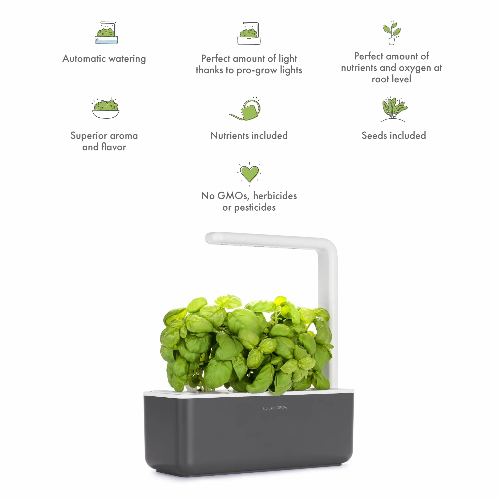 Click & Grow Smart Garden 3 Donica dla Roślin, Ciemnoszary, 30 x 28 x 10 cm