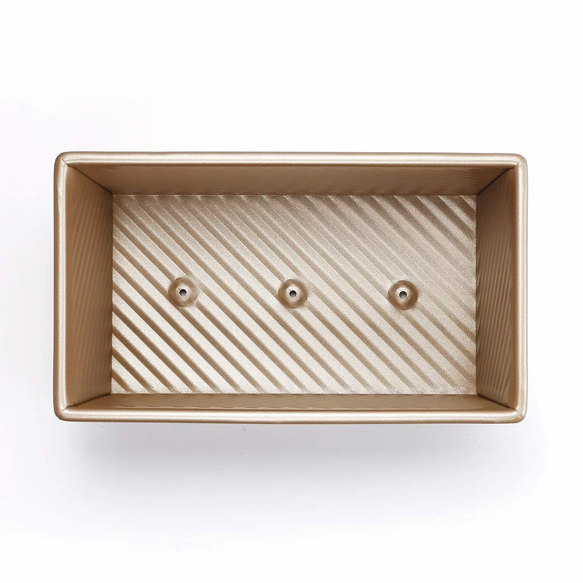 Monfish Patelnia do pieczenia chleba Pullman z pokrywką, formka do tostów, falista patelnia do pieczenia chleba z pokrywką, 450g ciasta, nieprzywierająca, złota stal aluminiowana (21,5x12,3x11,4cm)