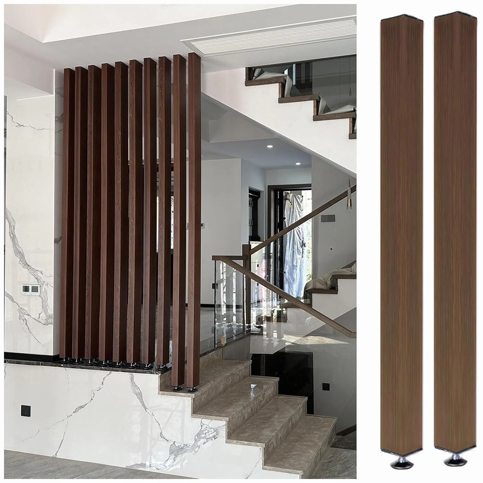 Panele ścienne z przegrodą do pokoju, drewniane listwy od podłogi do sufitu, 2 szt. (165 cm) - stylowy separator prywatności do mieszkań, studiów, przedszkoli i łazienek