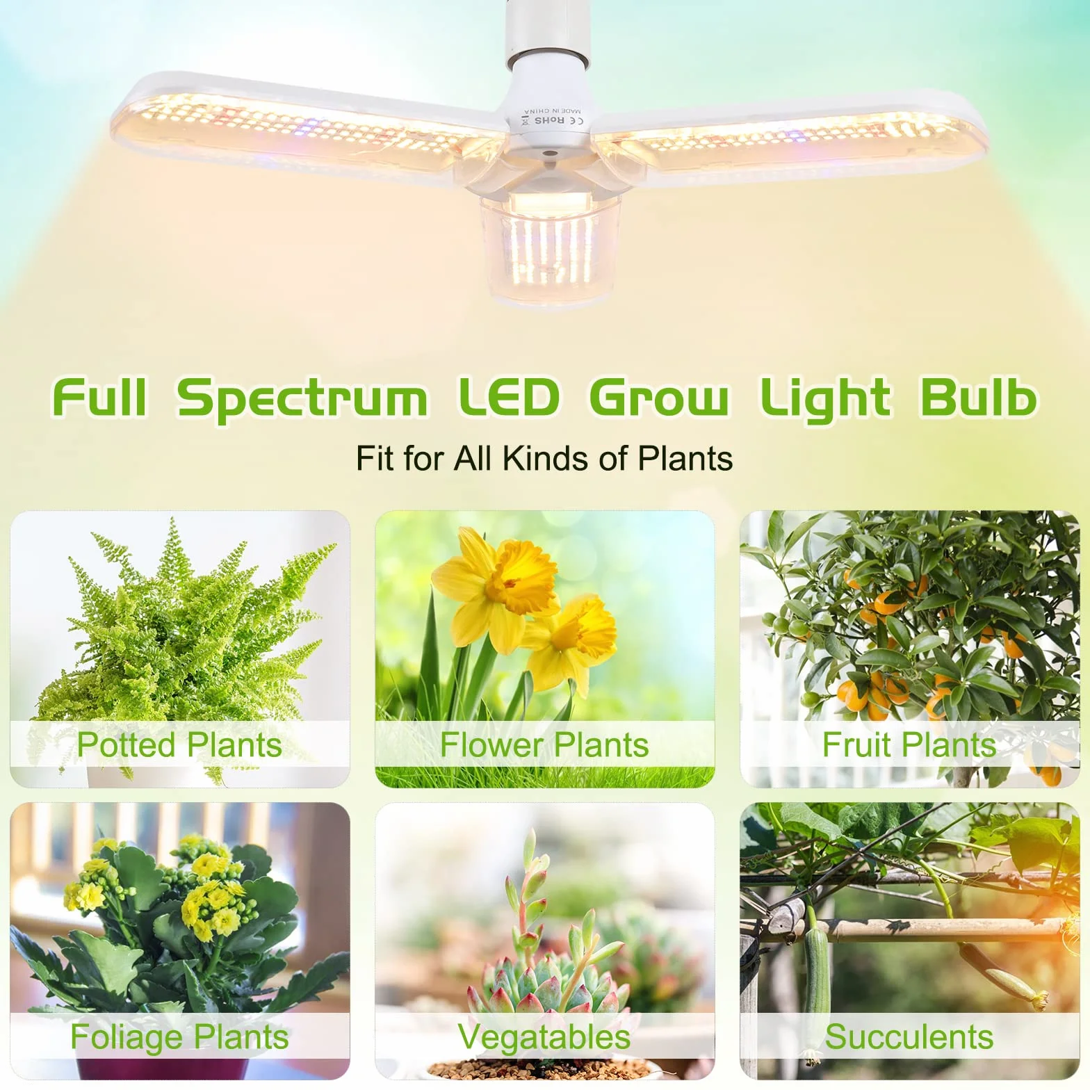 Żarówka LED do uprawy 150 W, pełne spektrum, żarówka roślinna z 414 diodami LED do roślin domowych, gniazdo E26/E27, lampa do uprawy hydroponicznej, do ogrodu, szklarni, sukulentów, warzyw i kwiatów