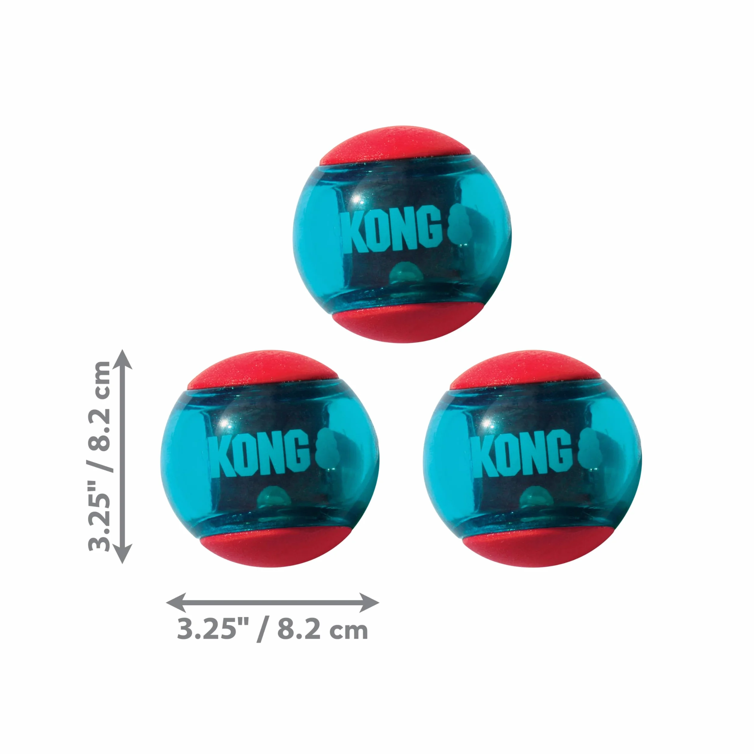 KONG Squeezz Action Ball Red Multi Textured piszczak interaktywna zabawka dla psów