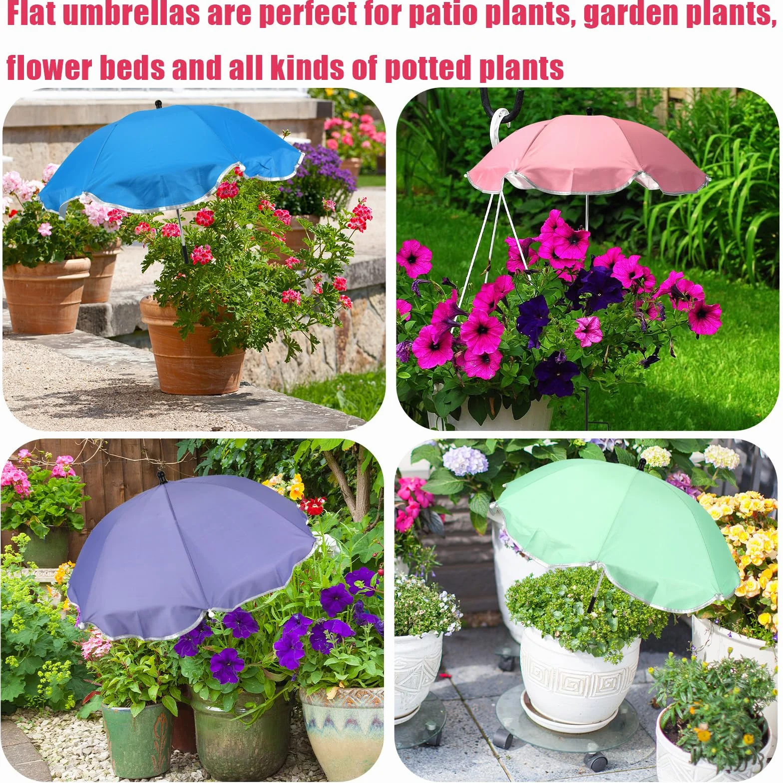 4szt Parasole do Roślin Ogrodowych, Średnica 60cm Parasol Roślin Ogrodowych Zapewniający Osłonę Cienia do Kwiatów Tarasowych Warzyw Sukulentów (4 Kolory)