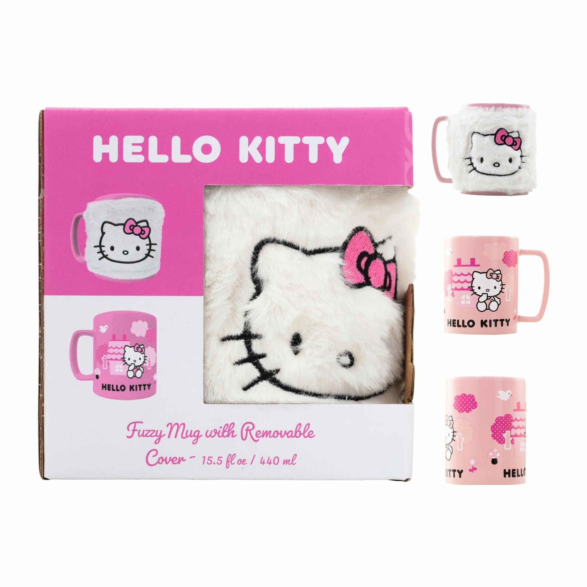 Pyramid International Kubek HELLO KITTY FUZZY – uroczy wzór Hello Kitty, odpowiedni do kawy lub herbaty, wygodny uchwyt, niesamowity prezent dla fanów Hello Kitty, trwały i bezpieczny w kuchence