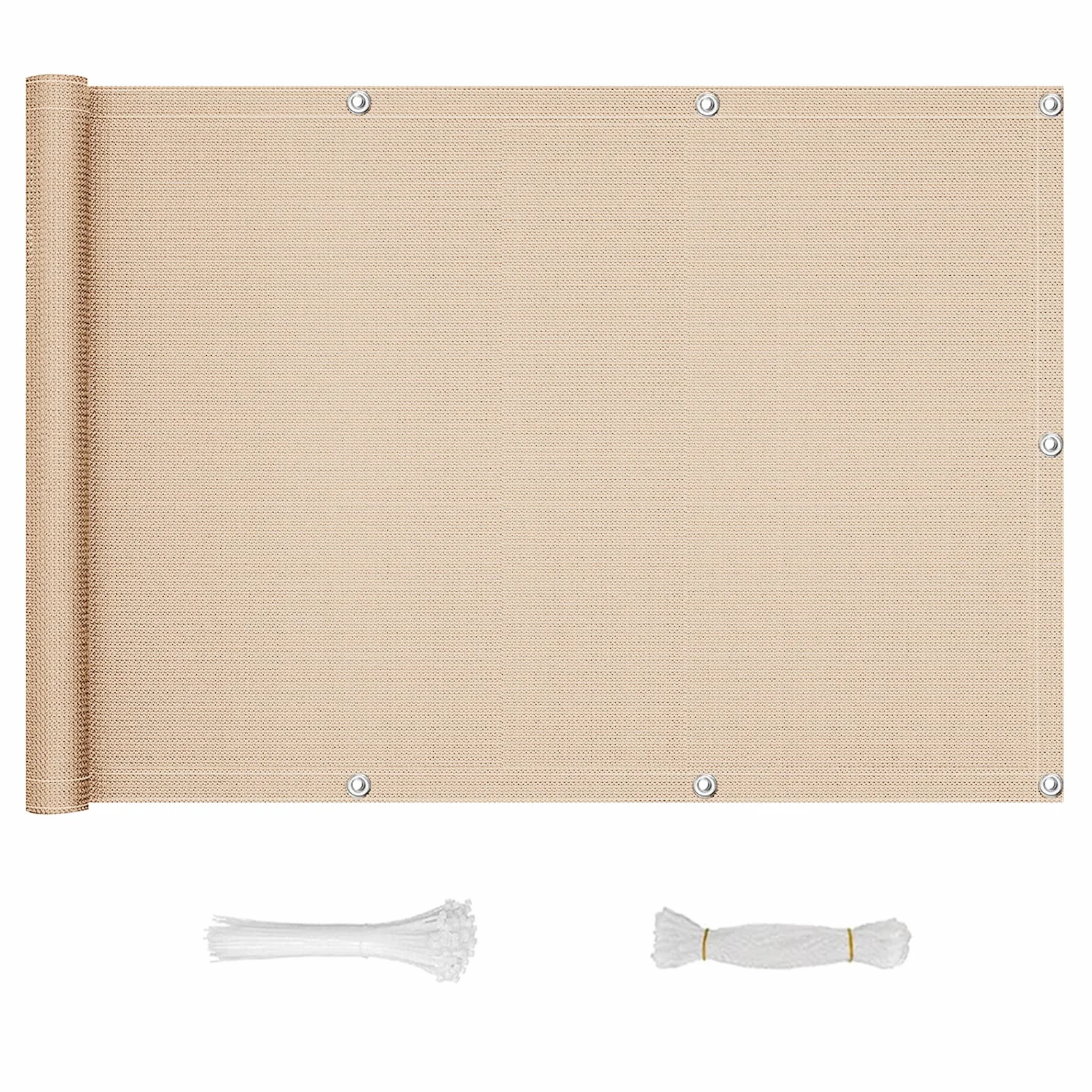 Osłona balkonowa, ochrona prywatności, 110 x 400 cm, osłona balkonowa, odporna na warunki atmosferyczne, wiatroszczelna, ogrodowa ochrona prywatności z opaskami kablowymi i liną, kolor szary