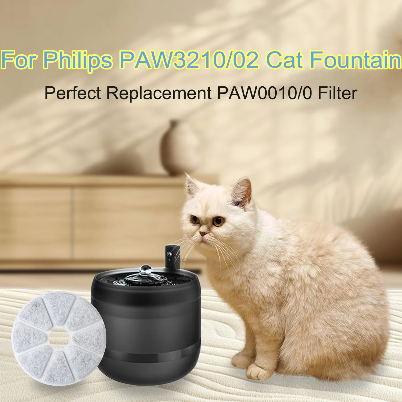 Philips PAW3210/02 filtr do fontanny dla kota, potrójny filtr z węglem aktywnym