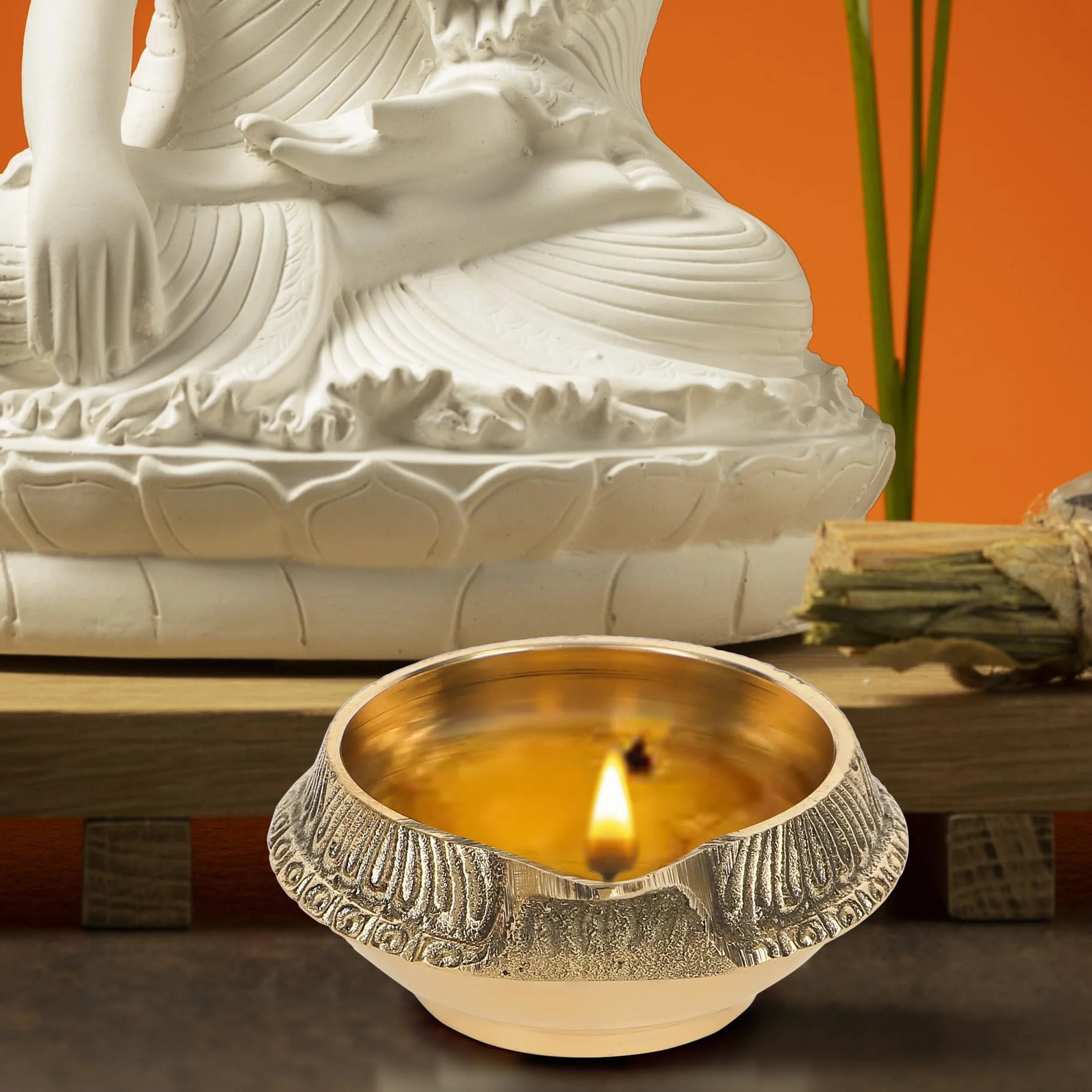 Zap Impex Tradycyjna Mosiężna Lampa Olejowa - Deep Diya Indyjska, Diwali Puja, Kuber Diya (2)