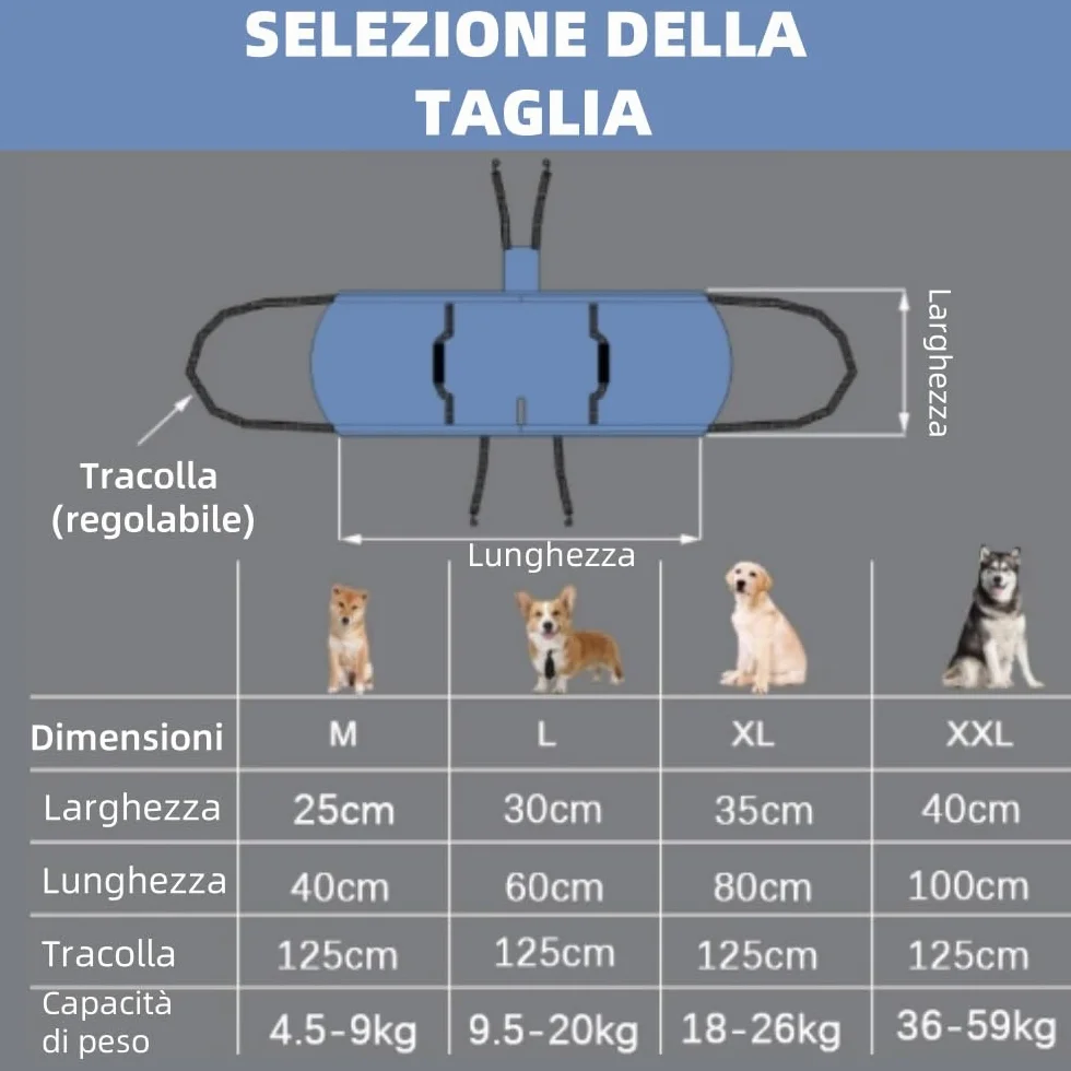 Dog Carry Sling, plecak ratunkowy dla zwierząt domowych, wsparcie dla psa, nosidełko dla psów dla artretyzmów, XL
