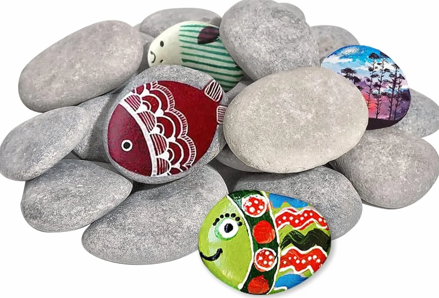 20 sztuk płaskich kamieni do malowania, gładkie kamyki do malowania, 6-11 cm, gładkie, duże kamyki, plaża, żwir, kamienie ozdobne, płaskie kamyki do majsterkowania, do kolorowego malowania i dekoracji