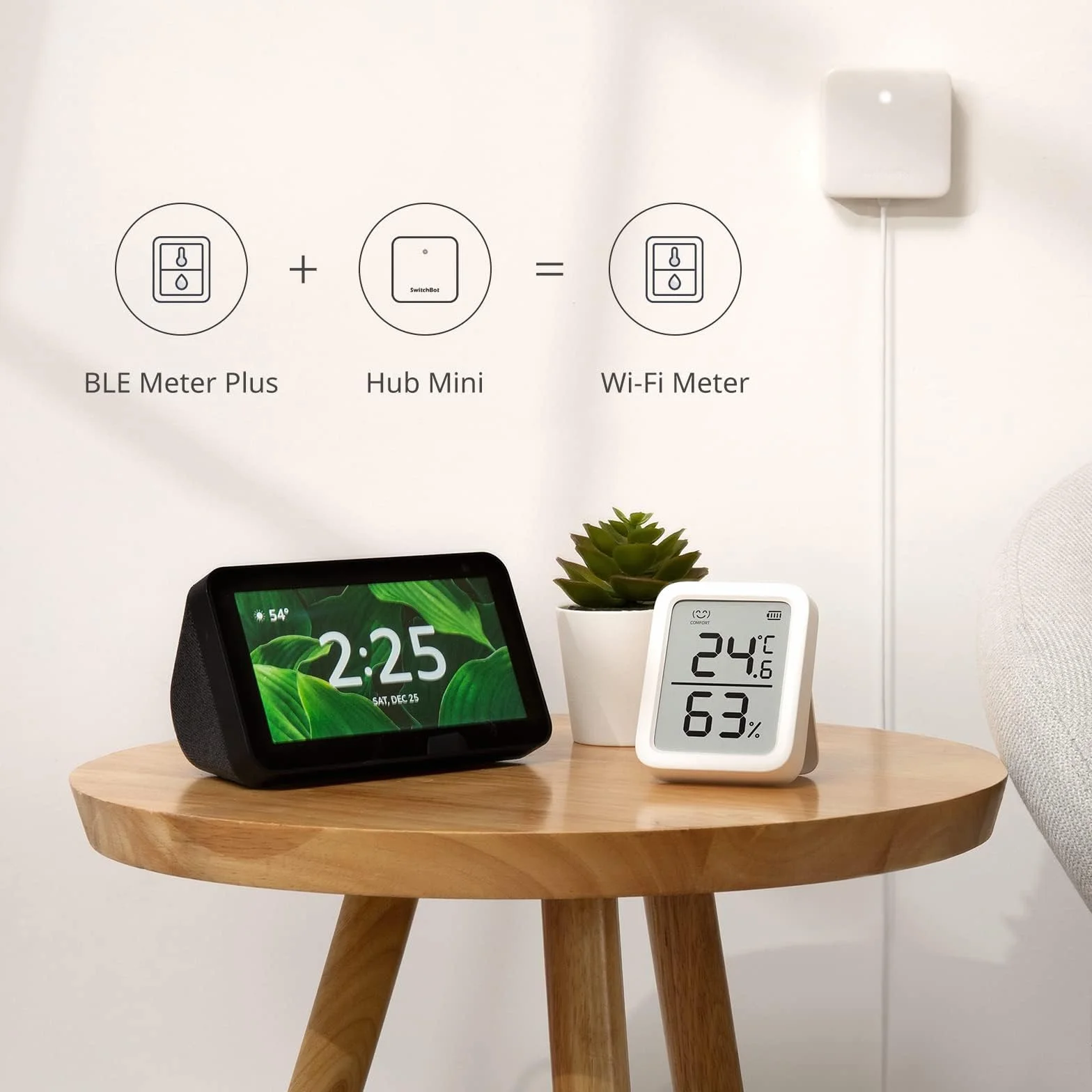 SwitchBot Termometr z higrometrem do wnętrz, Bluetooth, cyfrowy czujnik temperatury i wilgotności z aplikacją oraz zapisem danych, punkt rosy / VPD / absolutny czujnik wilgotności