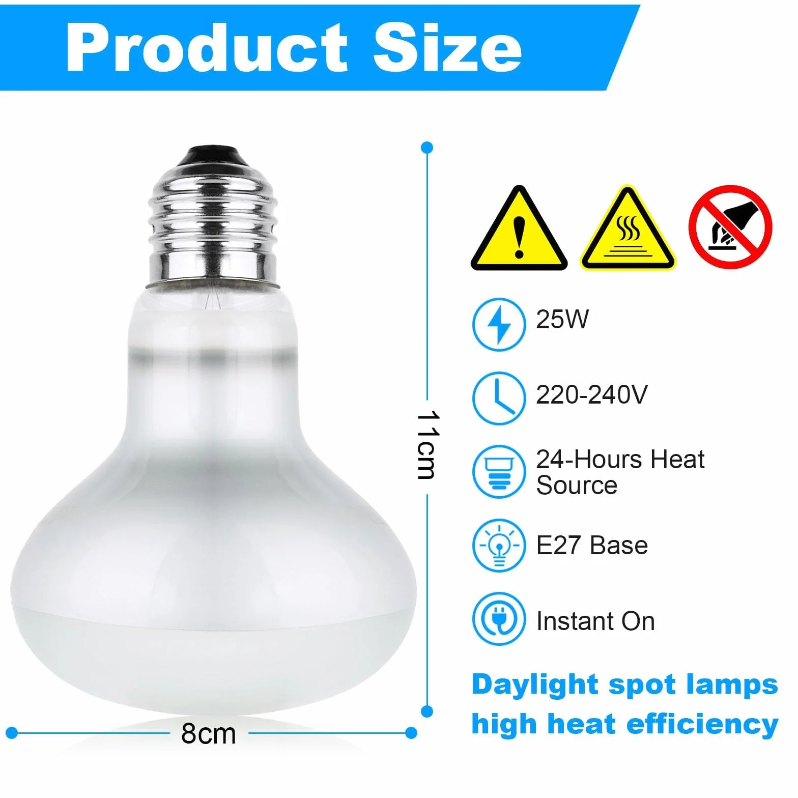 Żółw lampa grzewcza, 2 sztuki, 25 W, UVA, E27, możliwość ściemniania, 220 V, lampa grzewcza do terrarium, pełne spektrum, lampa słoneczna, ogrzewanie dla żółwia, węża, jaszczurki, kakadu,