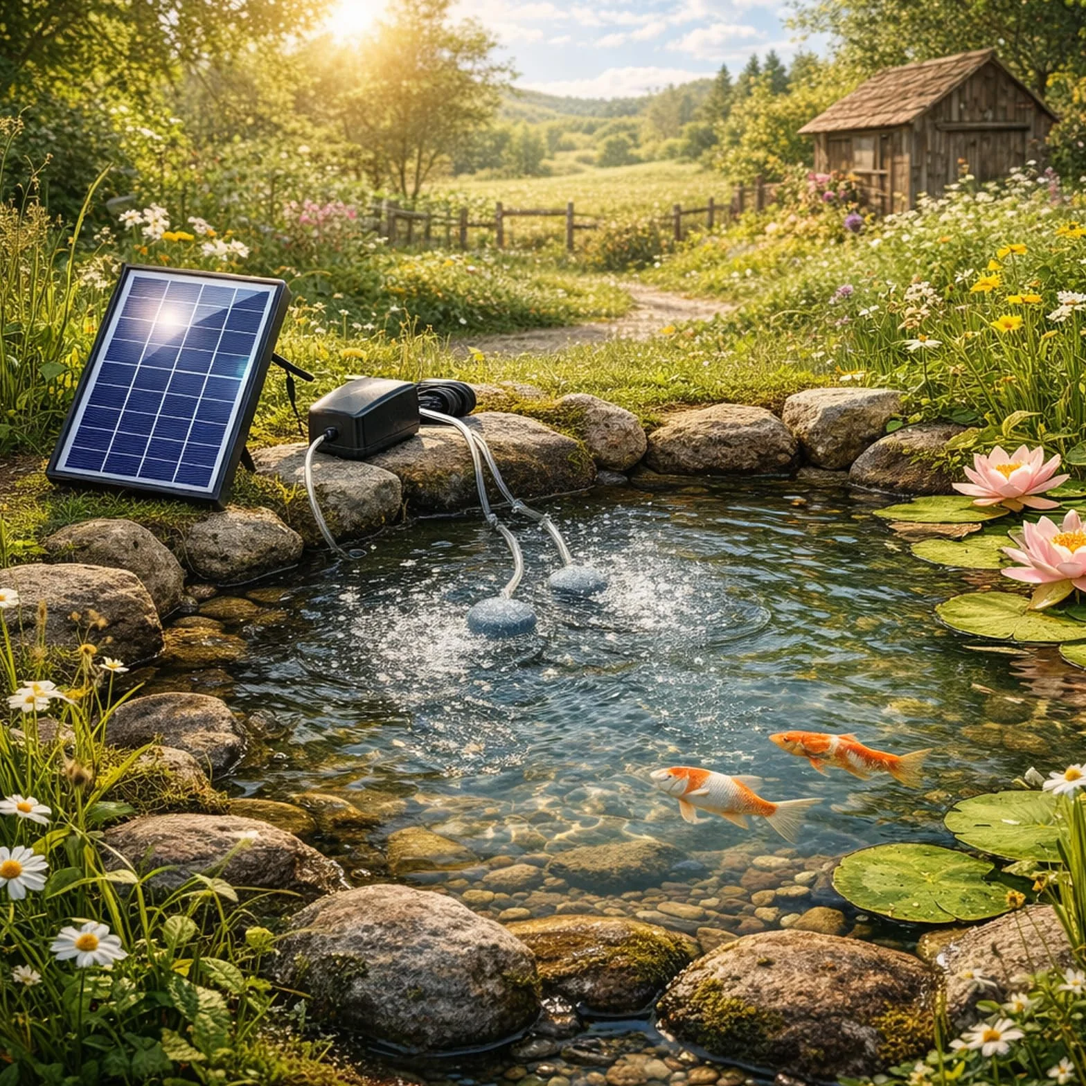 Andoer Staw utleniacz zasilany energią słoneczną 6 W Solarna pompa tlenowa do akwarium utleniacz do akwarium napowietrzacz tlenu pompa powietrza napowietrzacz wędkarski z rurą 2 kamienie bąbelkowe do