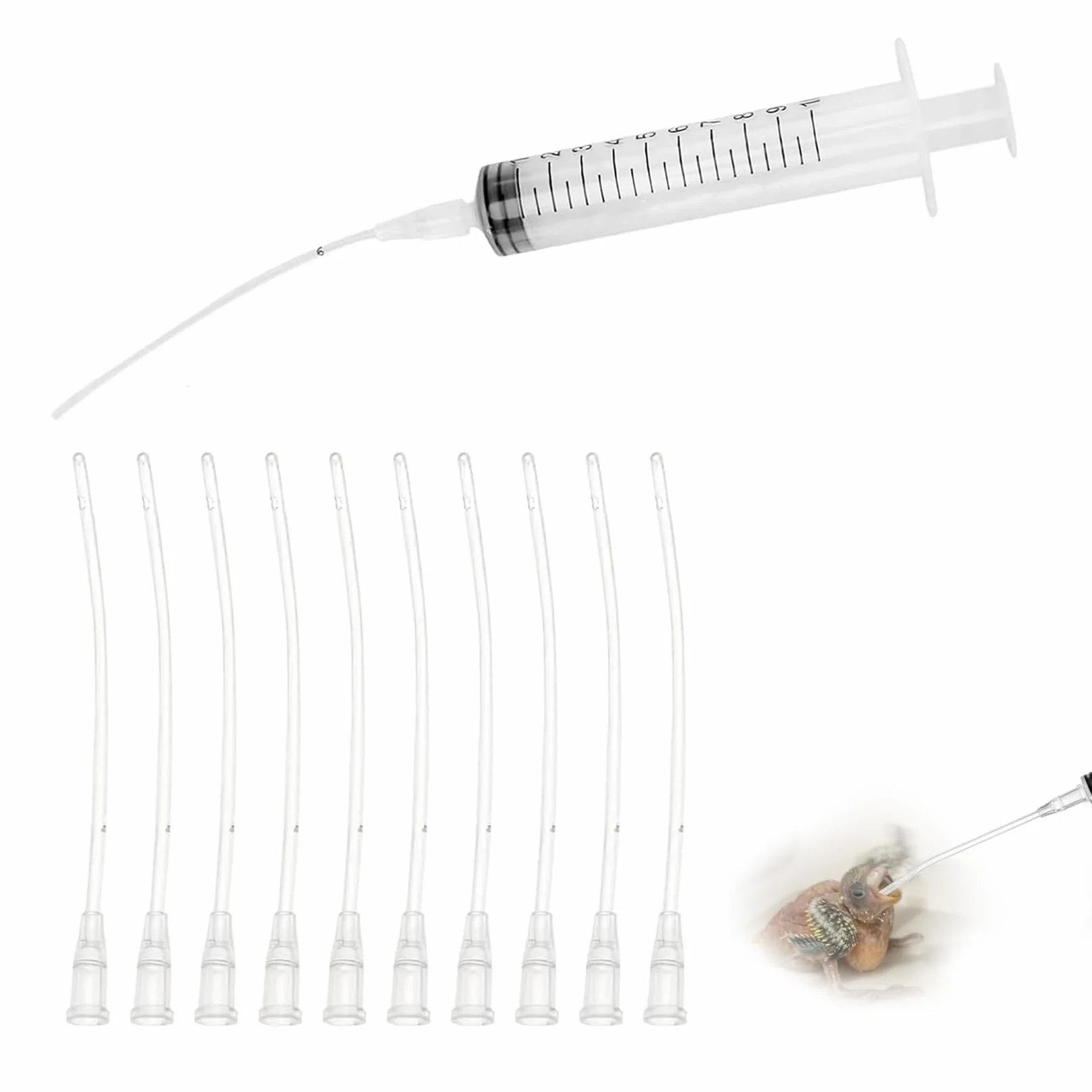Strzykawka do karmienia 10 ml z tubkami dla ptaków