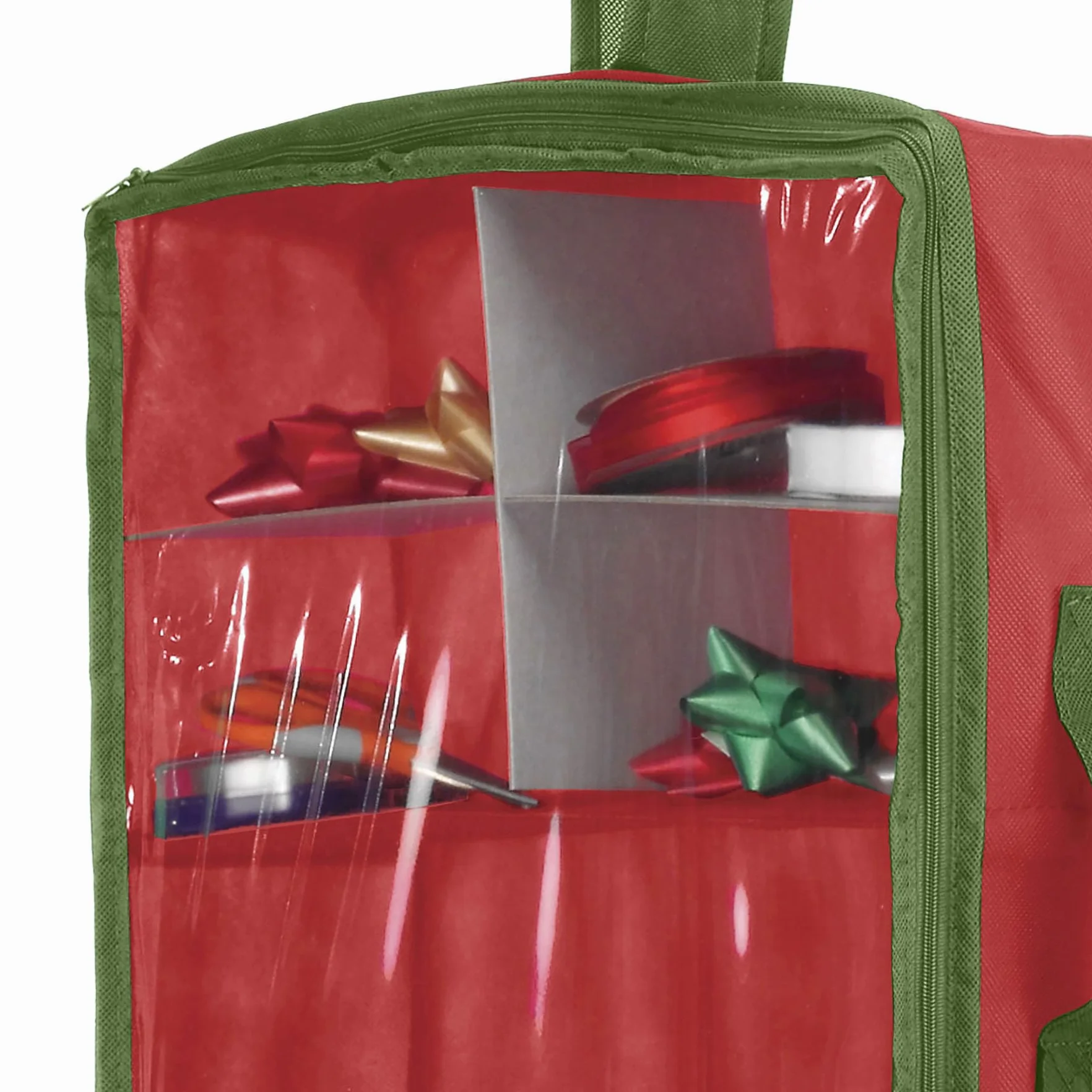 Whitmor Organizer do pakowania prezentów, bawełna powlekana akrylem, czerwony, 100 cm x 38 cm x 12 cm