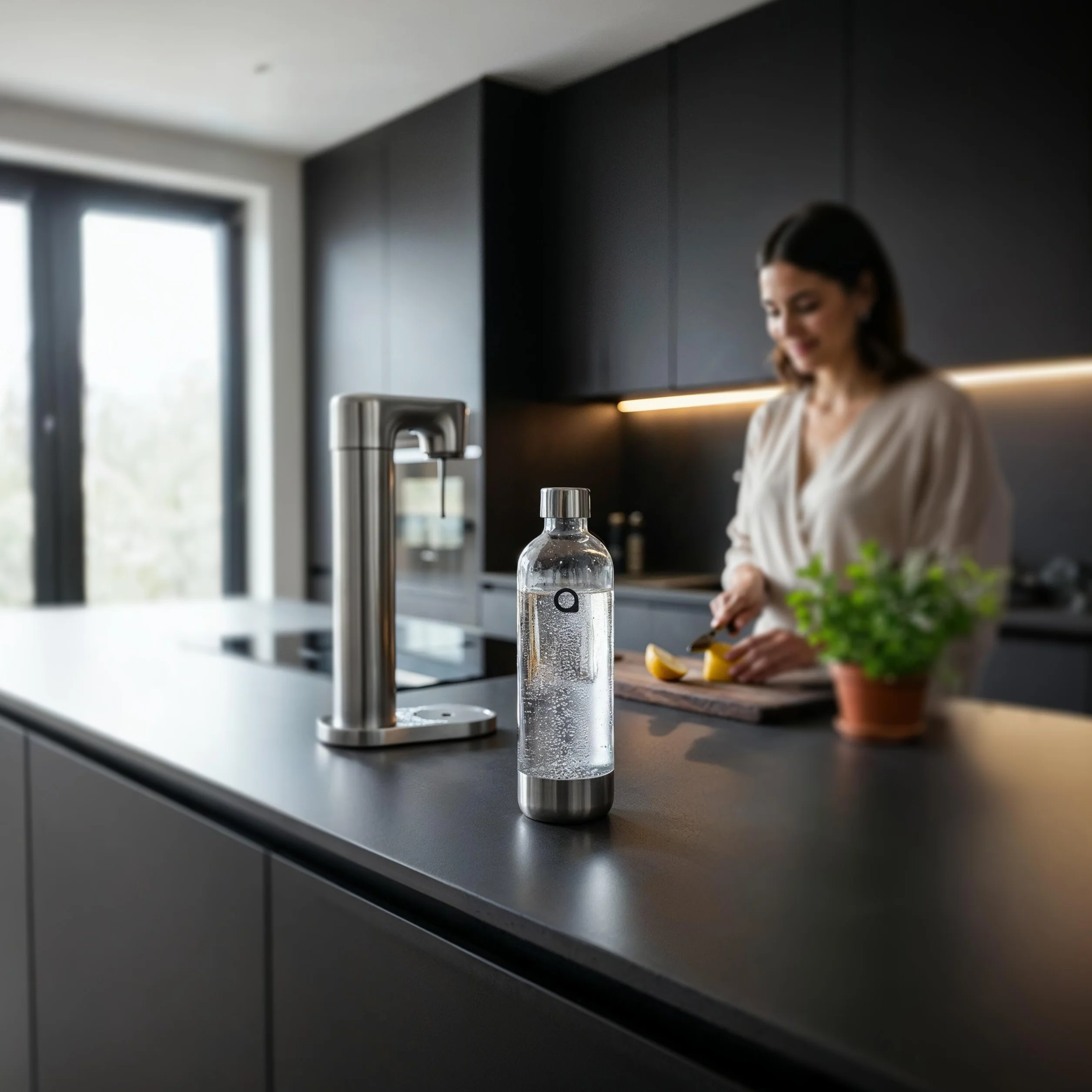 Aquafloow Butelka Zapasowa do Saturatora – BPA-free Butelka 0,8 L z Tworzywa ze Stalowym Dnem, Wielokrotnego Użytku, Idealna do Gazowania Wody