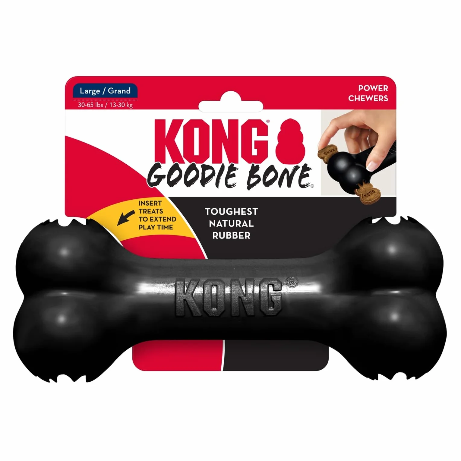 KONG - Extreme Goodie Bone - Trwała gumowa kość dla psów z mocnymi szczękami, czarna - dla psów dużych rozmiarów