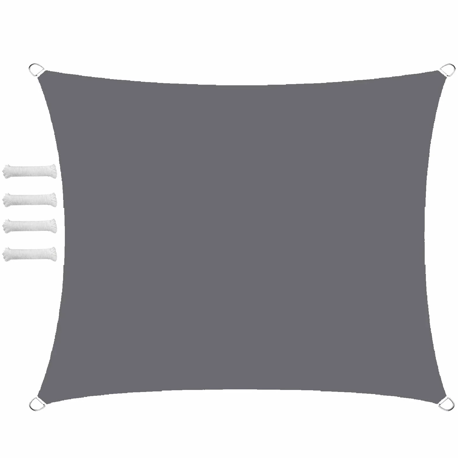Żagiel przeciwsłoneczny do użytku na zewnątrz, wodoodporny, prostokątny, 1,5 x 2 m, ochrona przed promieniowaniem UV, do ogrodu, na patio, blok z liną, zestaw żagli, szary