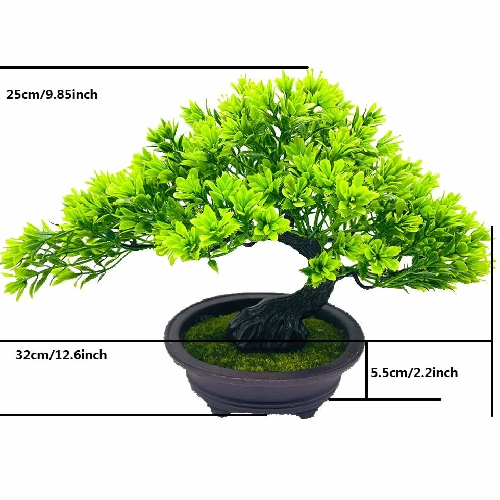 Sztuczne drzewo bonsai sztuczne rośliny japońskie dekoracyjne sztuczne rośliny, symulacja sosny roślina doniczkowa, mała doniczkowa realistyczna zielona roślina do wewnątrz/na zewnątrz