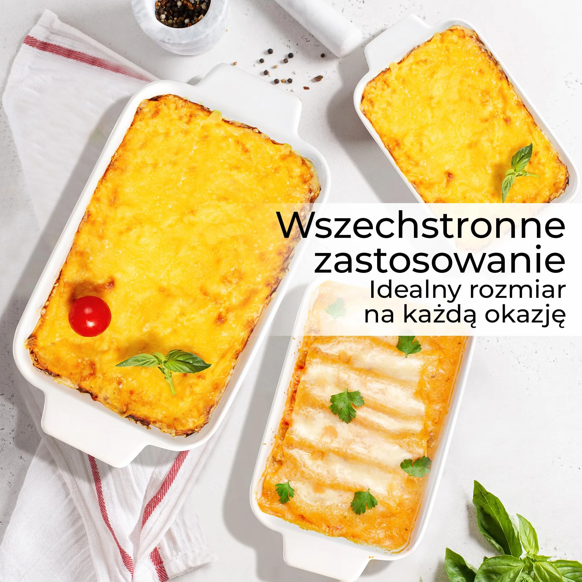 MIAMIO - Zestaw naczyń do zapiekania 3 sztuki/Ceramiczna prostokątna forma do pieczenia, 3-częściowy zestaw naczyń do pieczenia, 850 ml, 1650 ml, 2900 ml - Bezpieczne do zmywarki i piekarnika - Kole