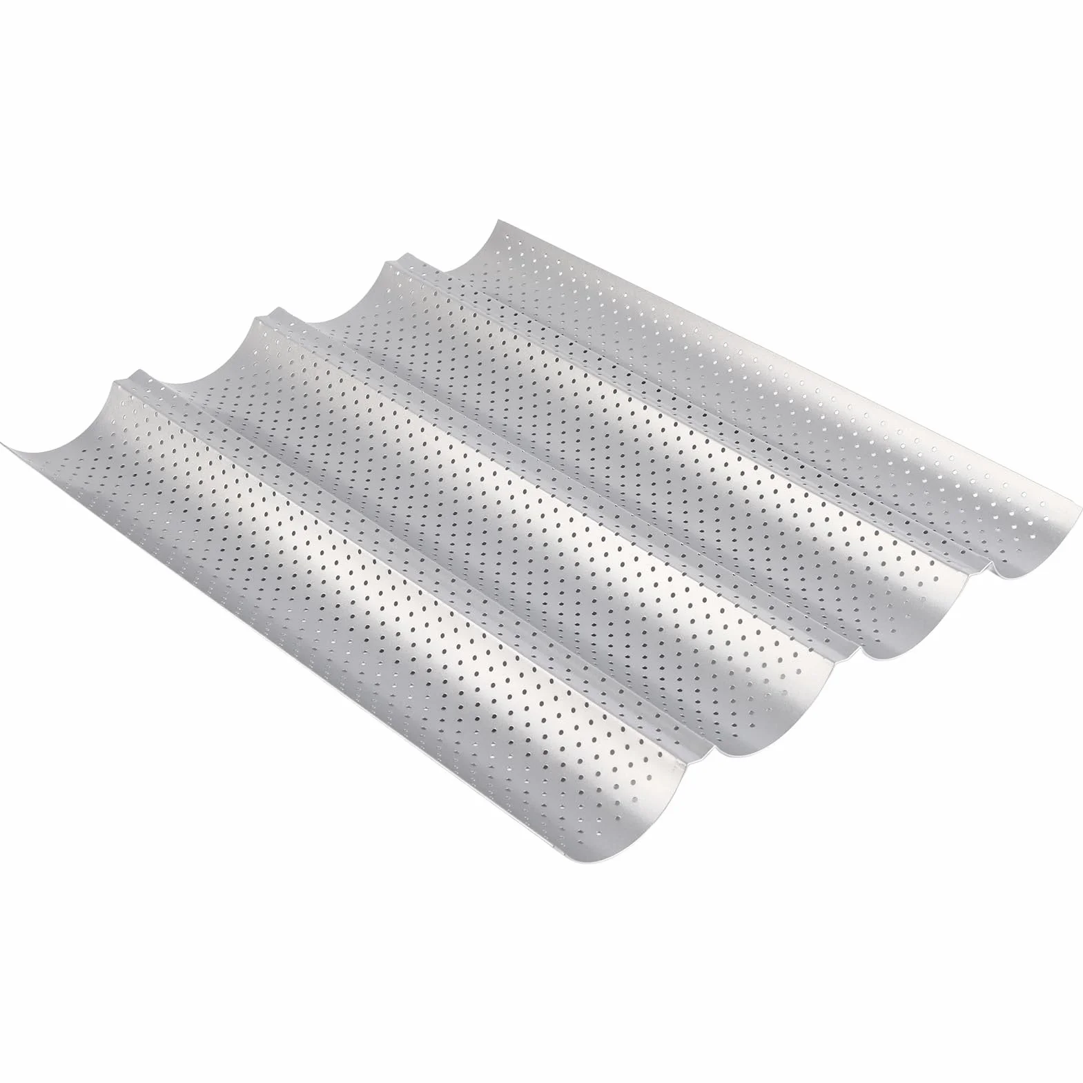 Francuska Blacha do Pieczenia Chleba, Nonstick MultiGrooves Fale Francuska Patelnia do Chleba Bagietka Taca do Pieczenia Narzędzie Kuchenne (3 rowki) (cztery gniazda)