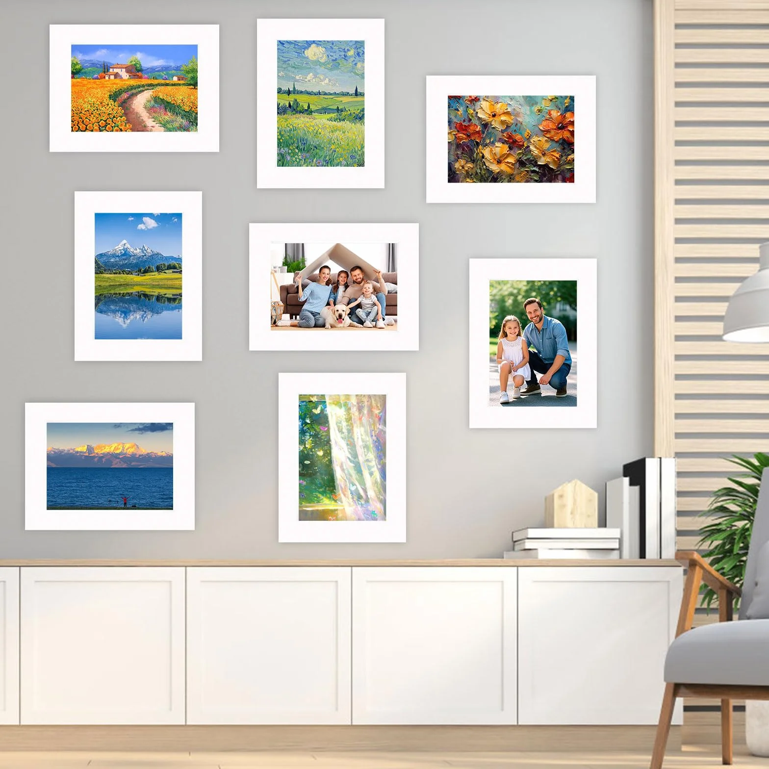 Passe-partout 12 sztuk, wymiary zewnętrzne 30 x 40 cm, wymiary wewnętrzne 19 x 29 cm, passe-partout, 1,5 mm, karton, białe, do zdjęć, druków artystycznych