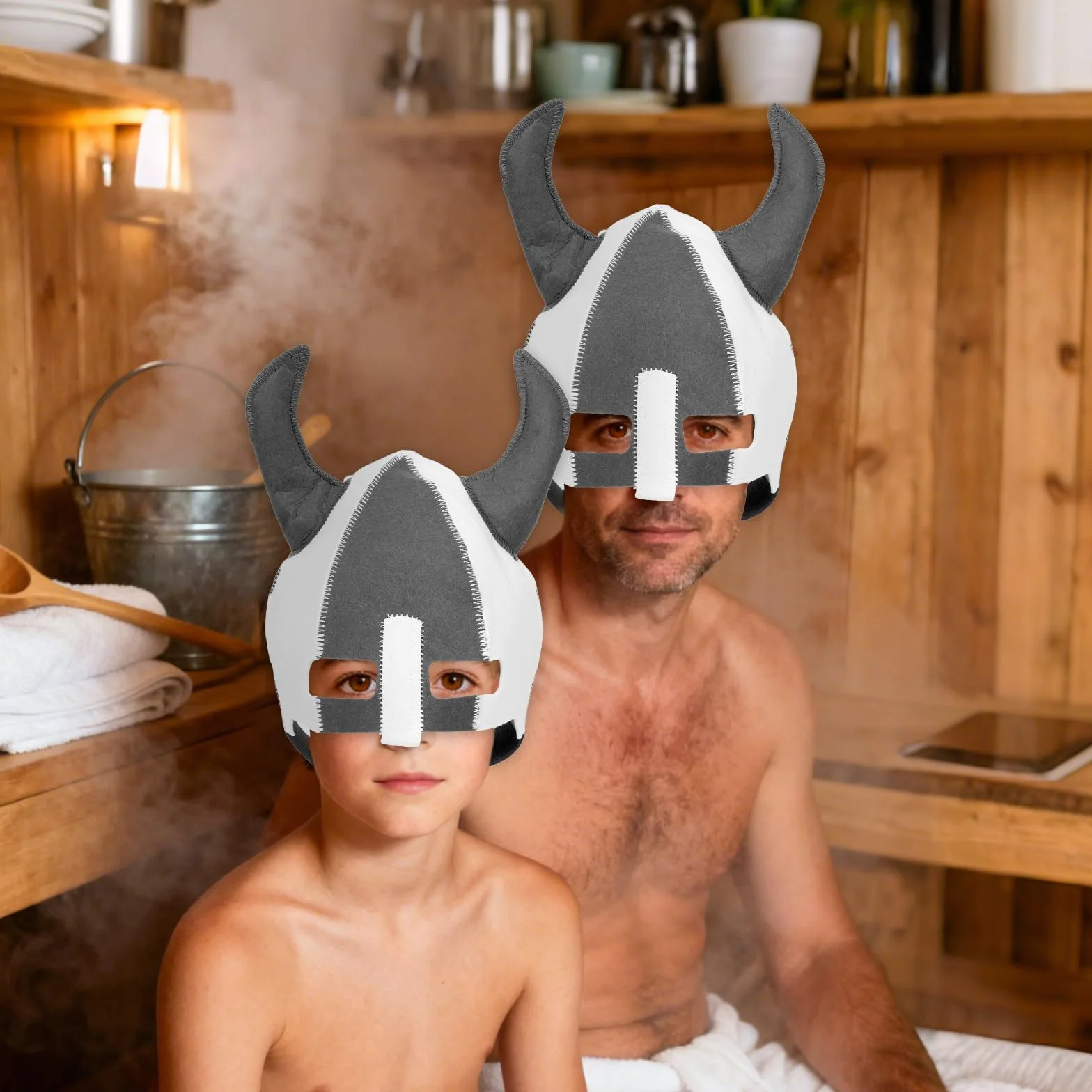 Czapka do Sauny, Ręcznie Robiona Czepek Sauny Naturalna Wełna Kapelusz Wikingów Saunas Akcesoria Kąpieli Prezenty dla Kobiet Mężczyzn Łaźnia Parowa Bania Ochrona Przed Ciepłem
