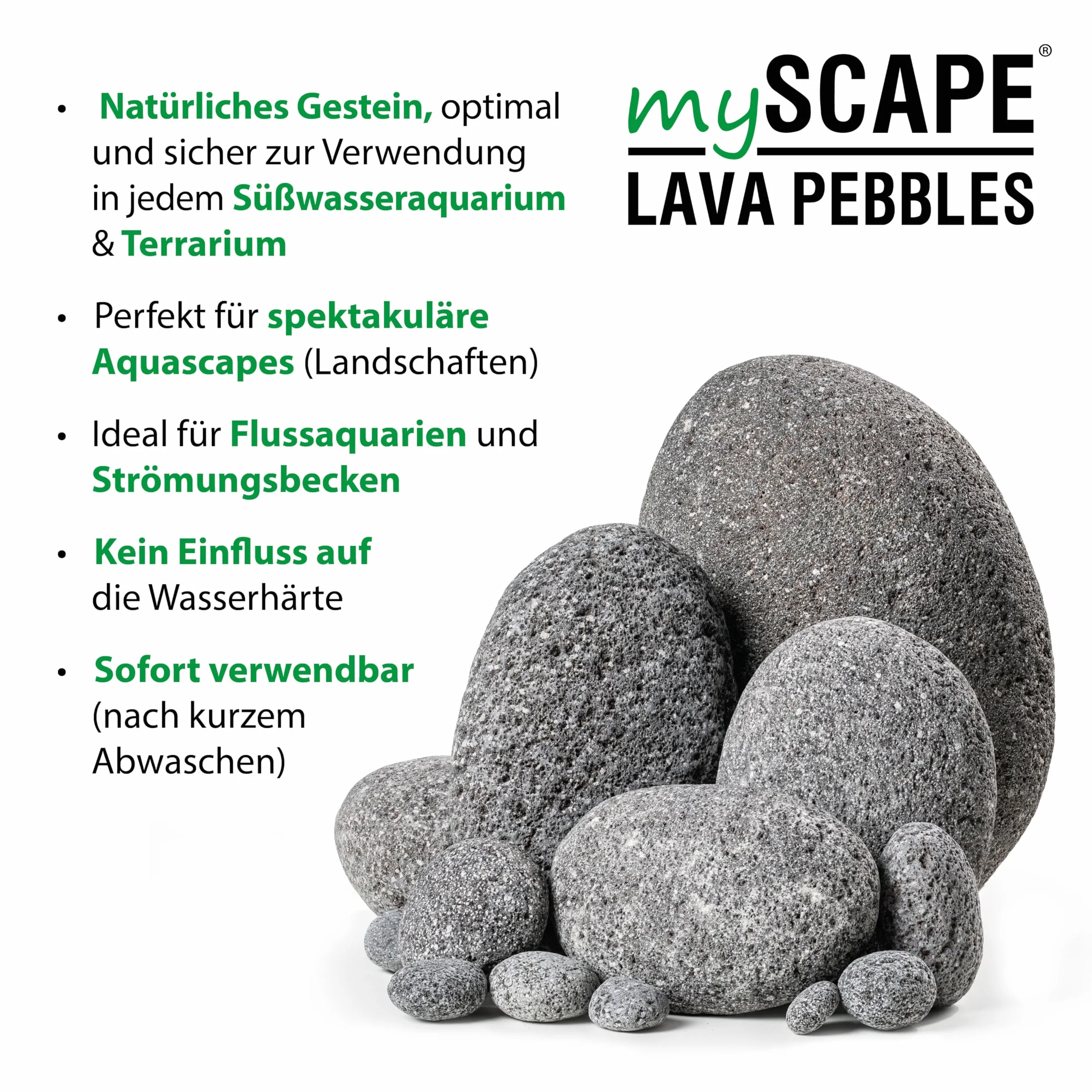ARKA mySCAPE-LAVA PEBBLES Kamienie do aquascapingu 10-200 mm 10 kg