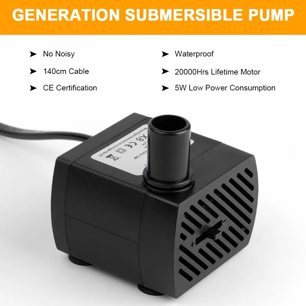 Flintronic Mini pompa wodna 350 l/h 5 W cicha wysokoskokowa do akwarium fontanny