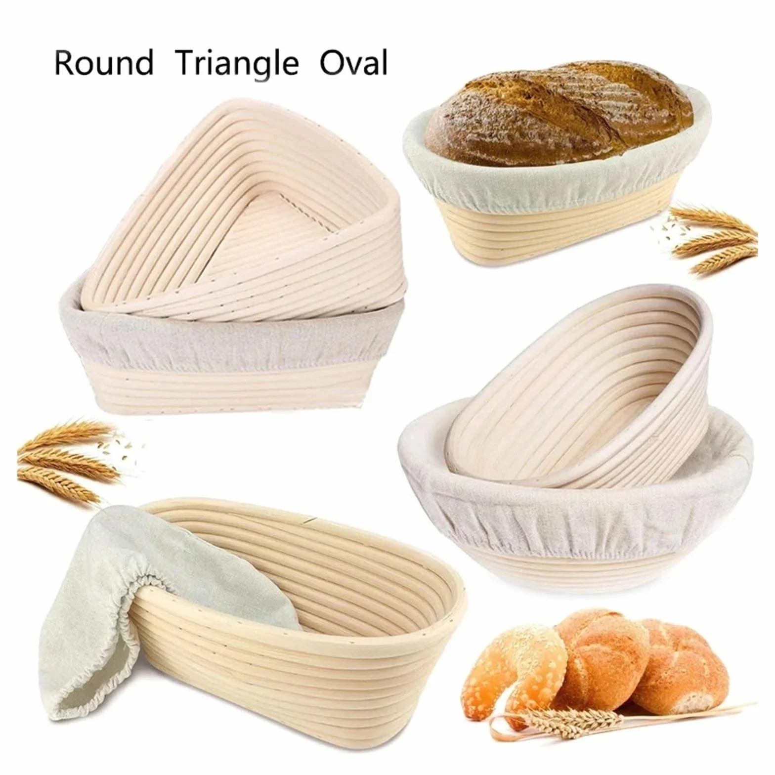 1 szt. Owalny/kołowy/trójkątny koszyk na chleb z rattanu i wikliny do fermentacji ciasta, narzędzie kuchenne chleba(Oval 35X14X7.5)