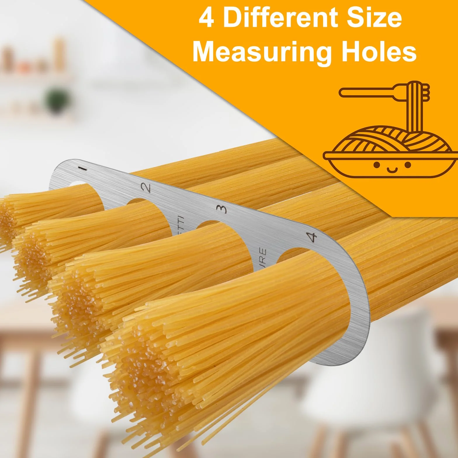 Miernik do spaghetti, stal nierdzewna, miarka do spaghetti, z 4 otworami pomiarowymi, pomoc kuchenna, 2 sztuki