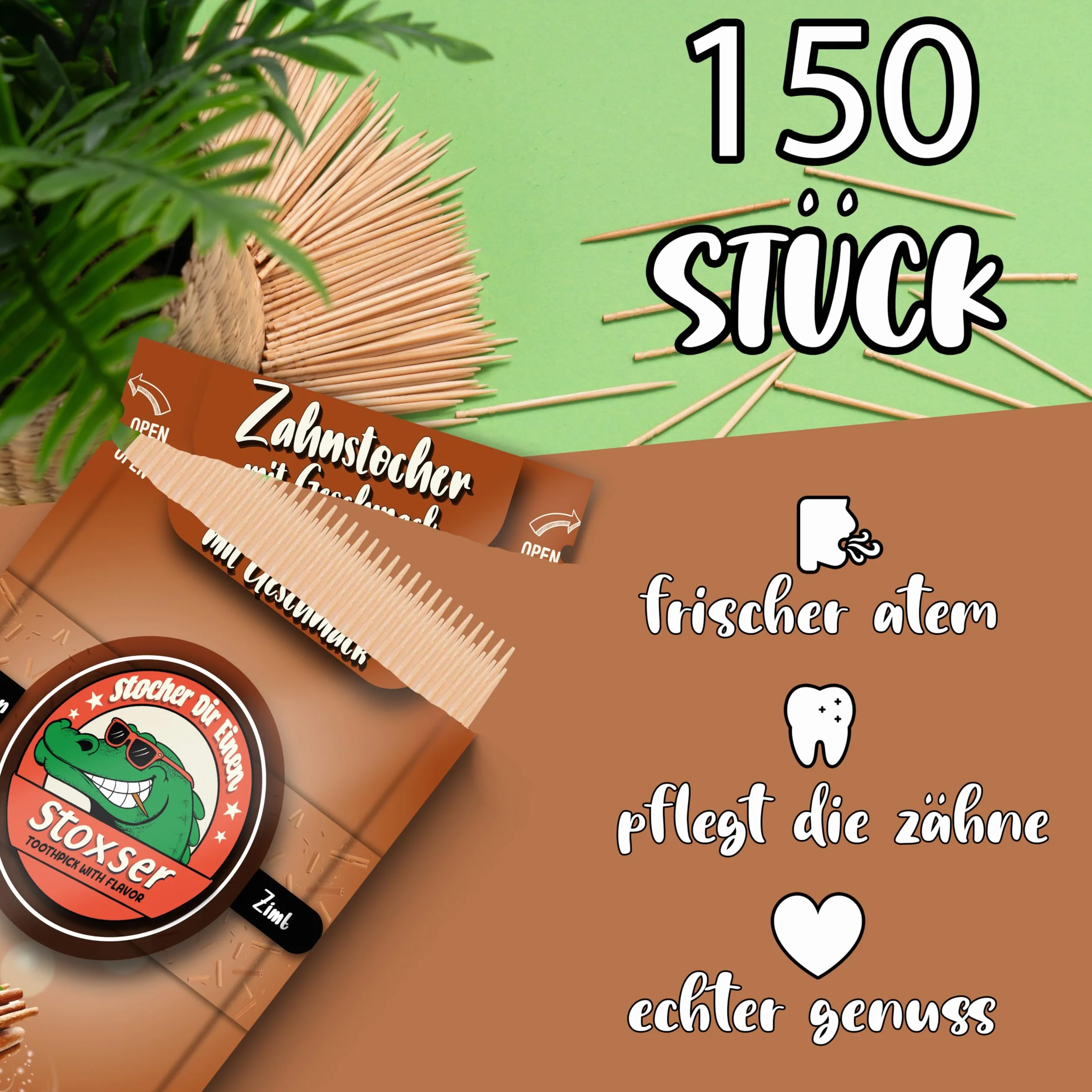 150 x wykałaczka o smaku cynamonu, rewolucja smaku, wykałaczka o smaku bez gumy do żucia, wspiera pastę do zębów, usuwanie kamienia nazębnego, nić dentystyczna, bez cukru
